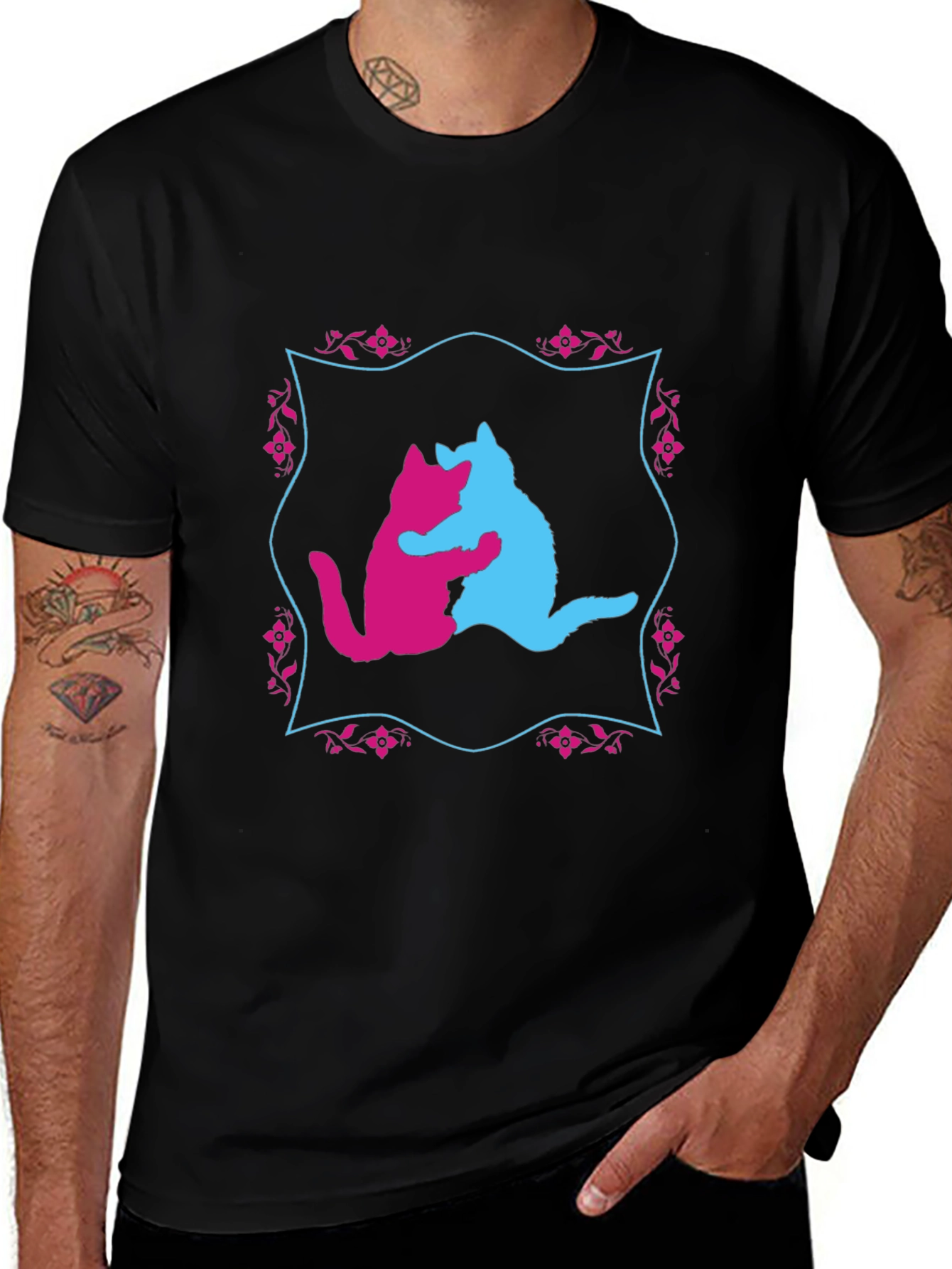 Hugging Cats Graphic T-Shirt - Unique Design