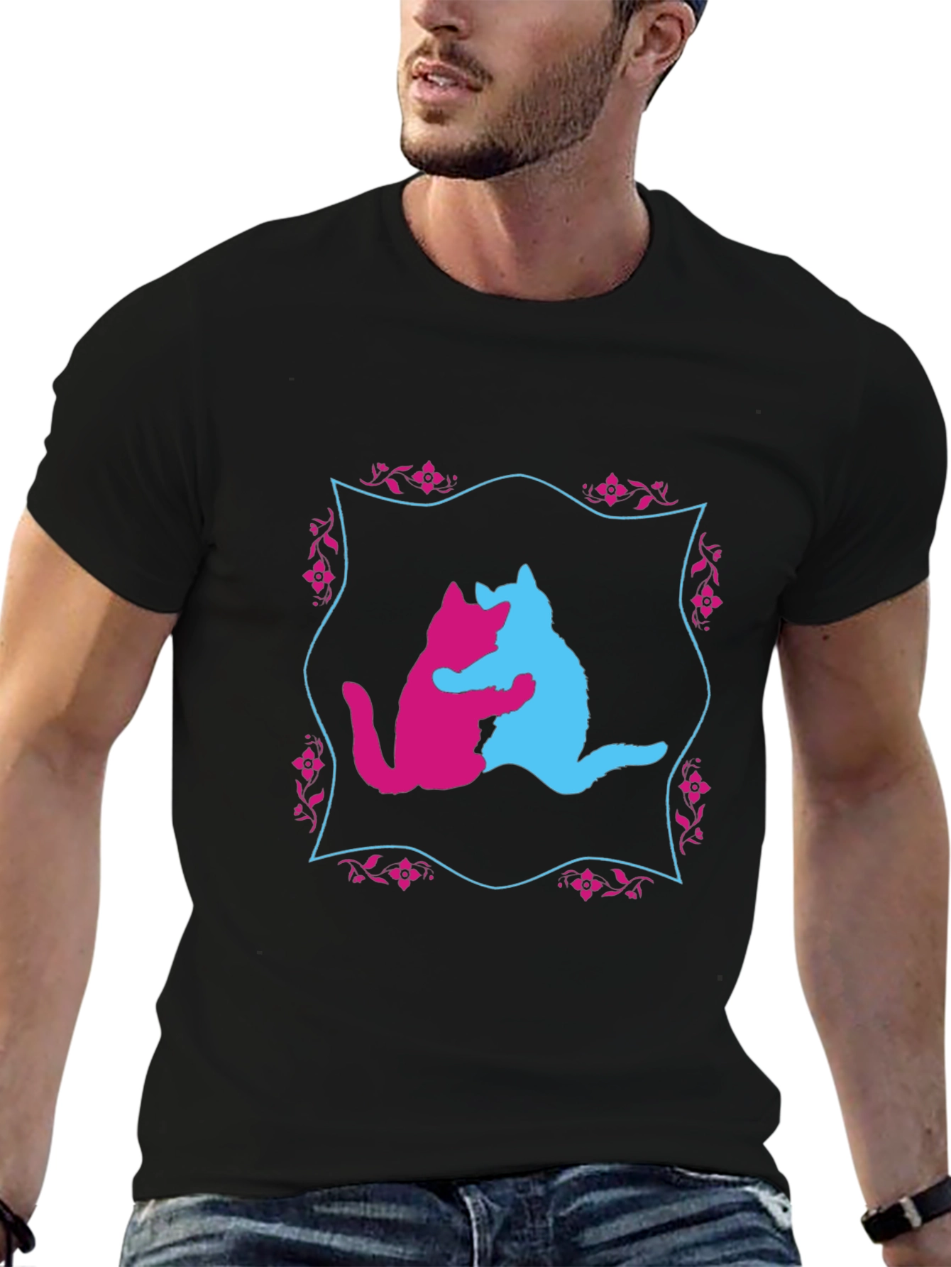 Hugging Cats Graphic T-Shirt - Unique Design