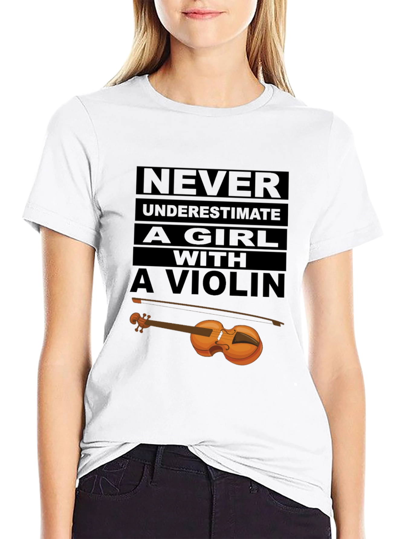Never Underestimate Violin Girl T-Shirt