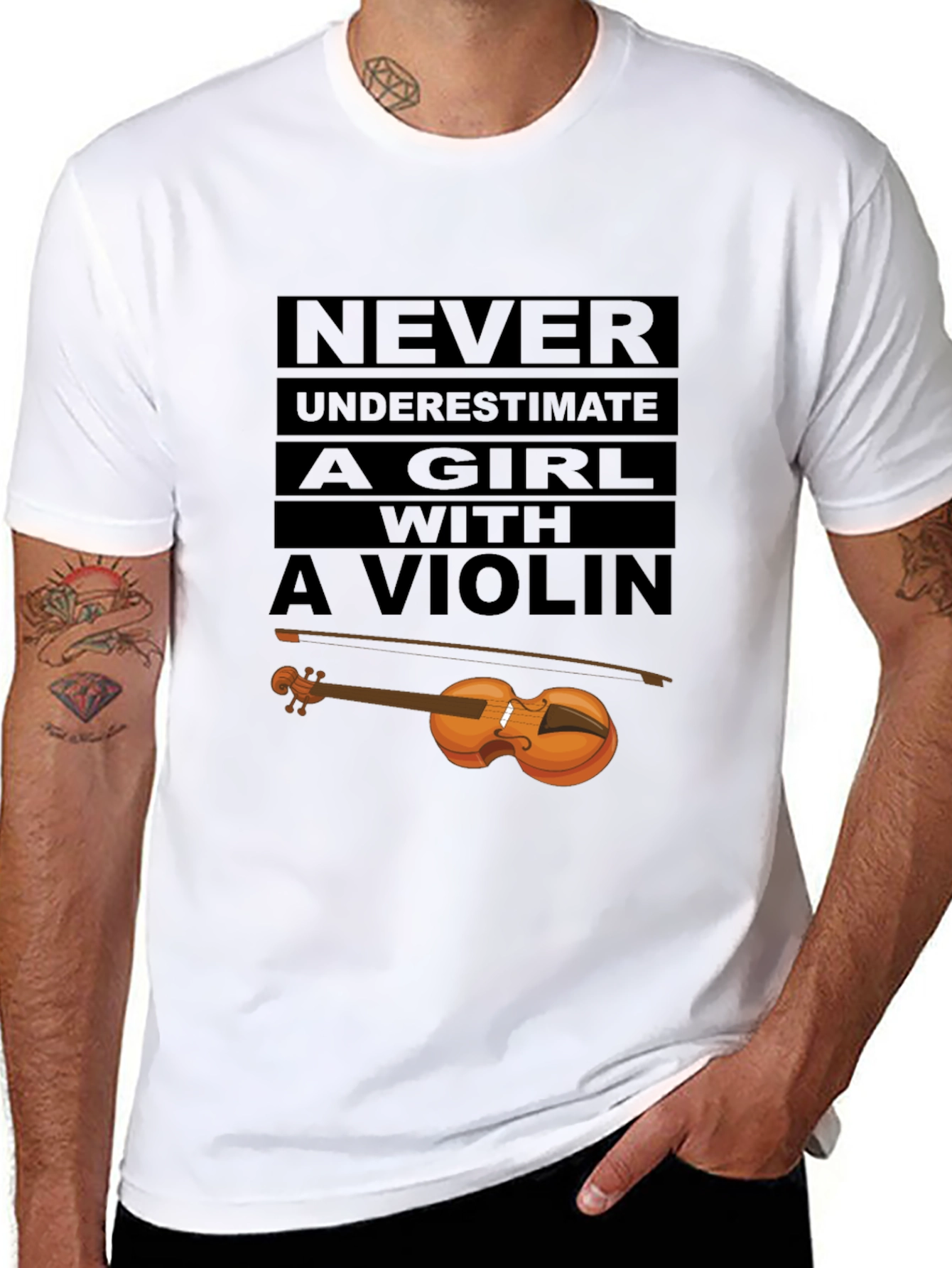 Never Underestimate Violin Girl T-Shirt