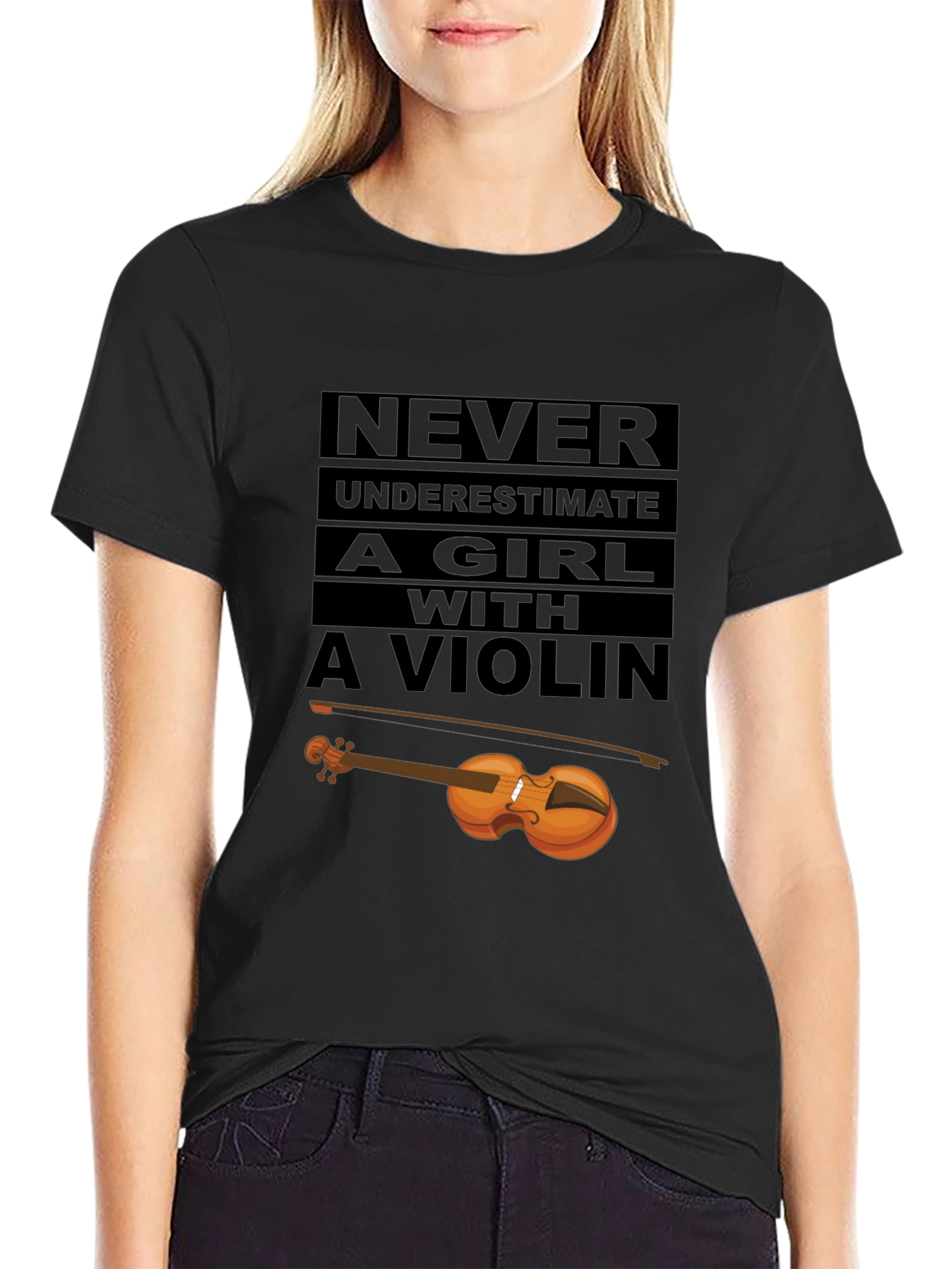 Never Underestimate Violin Girl T-Shirt