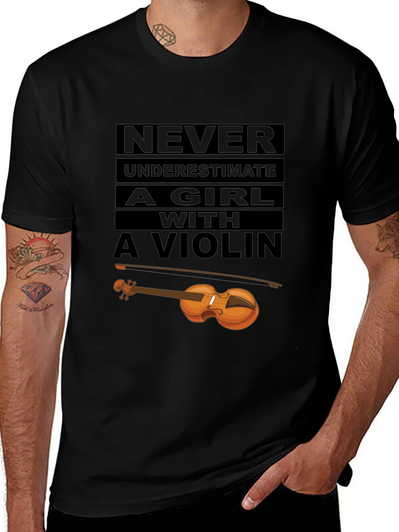 Never Underestimate Violin Girl T-Shirt