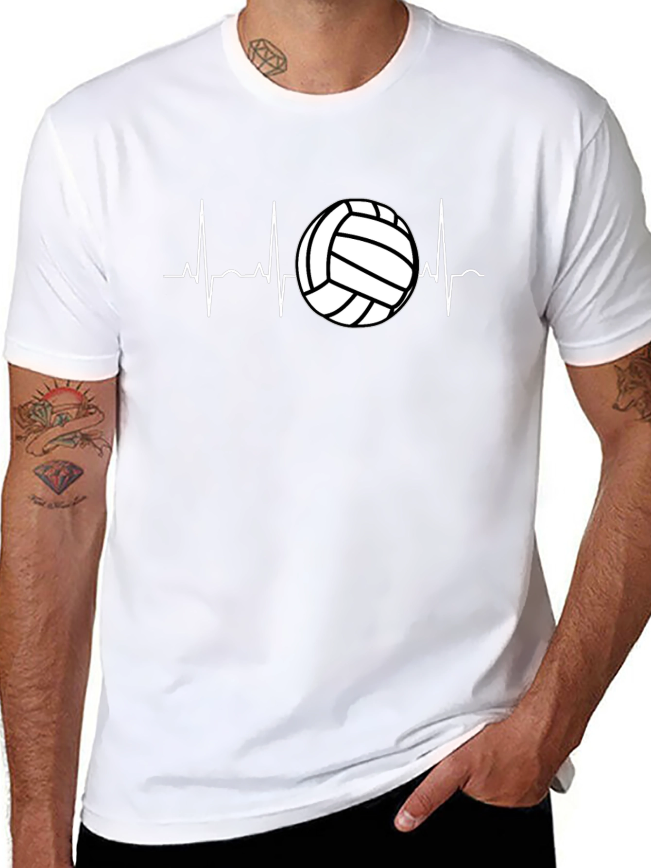 Volleyball Heartbeat Graphic Tee - Black