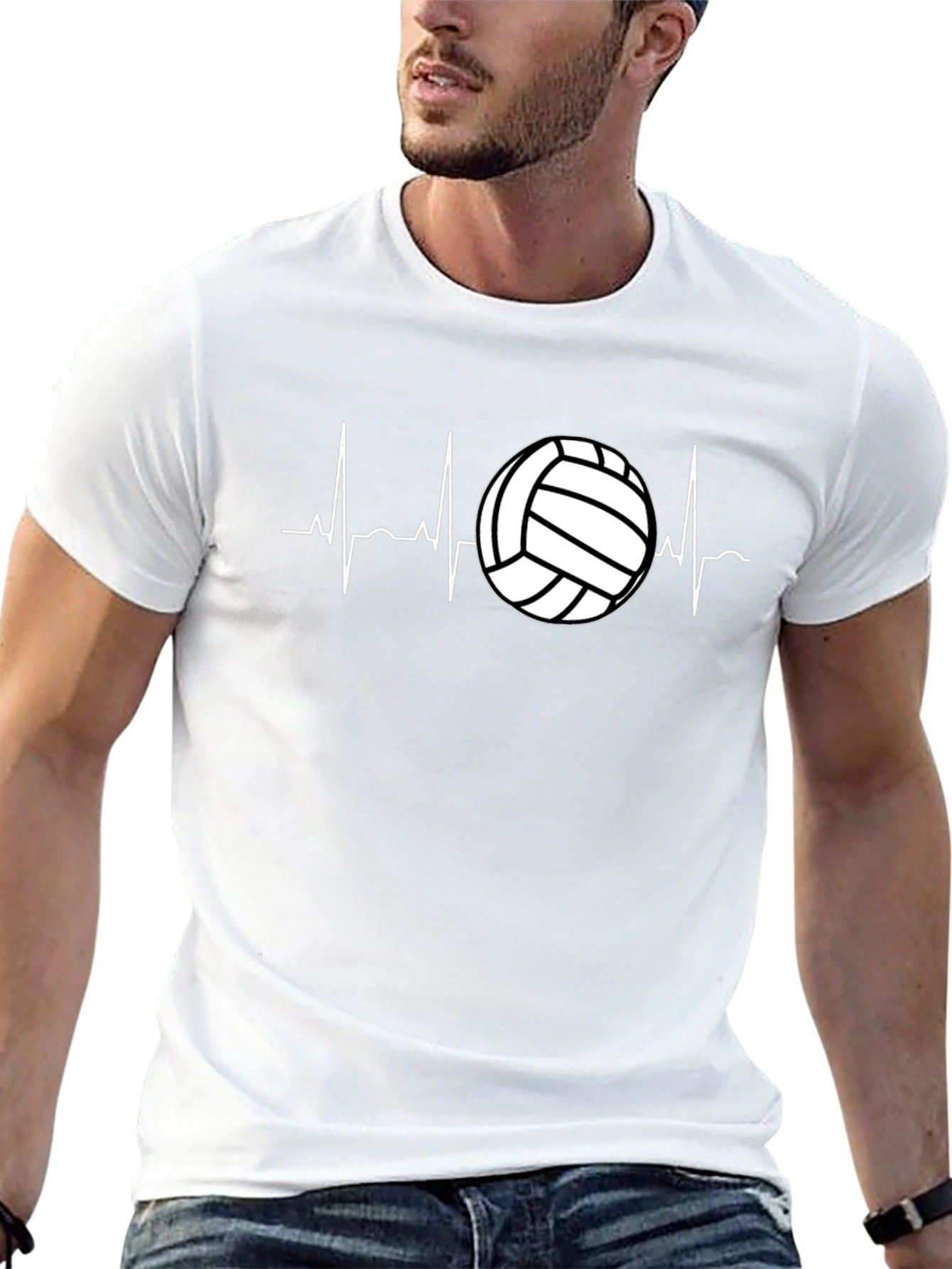 Volleyball Heartbeat Graphic Tee - Black
