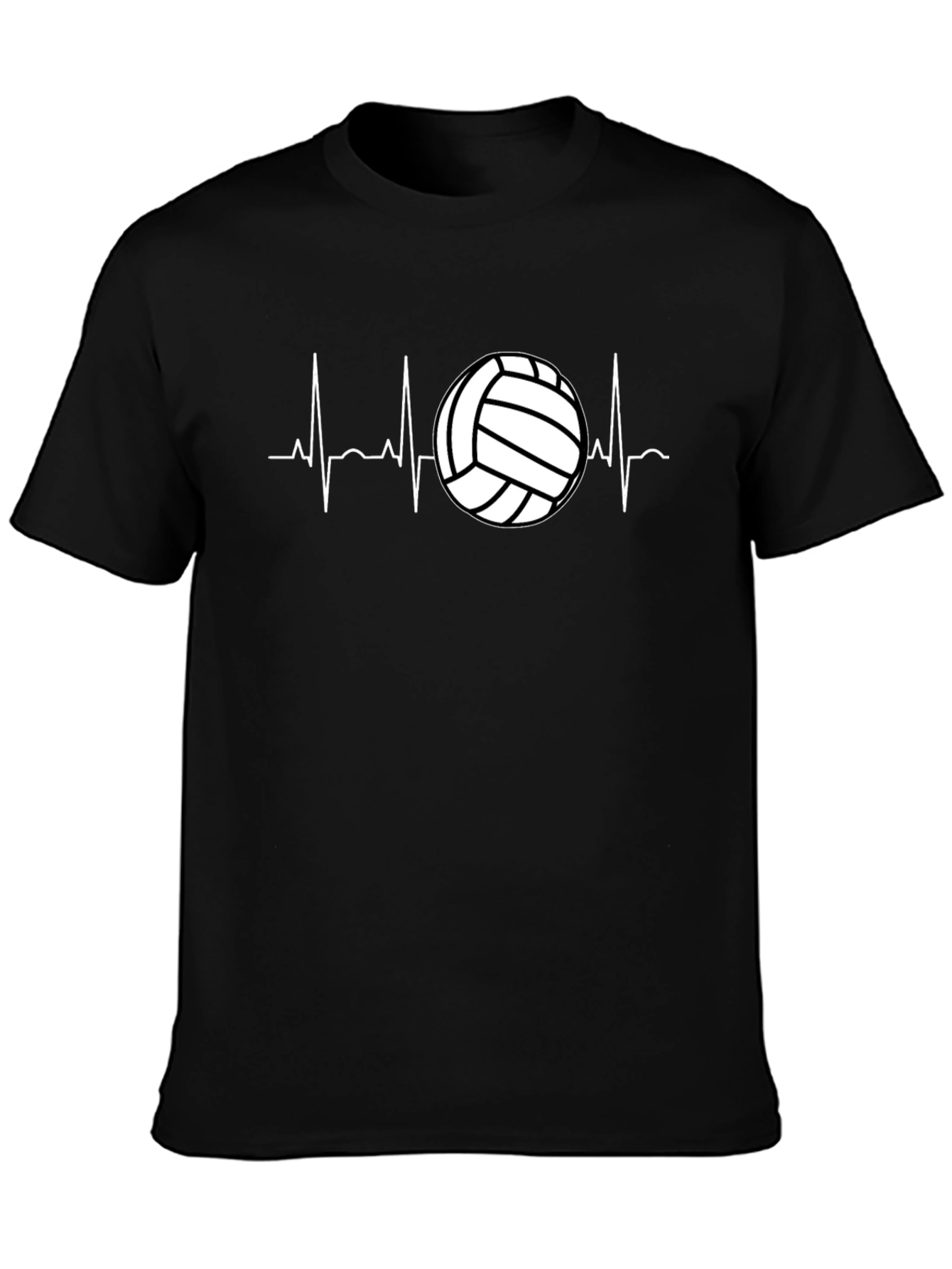 Volleyball Heartbeat Graphic Tee - Black
