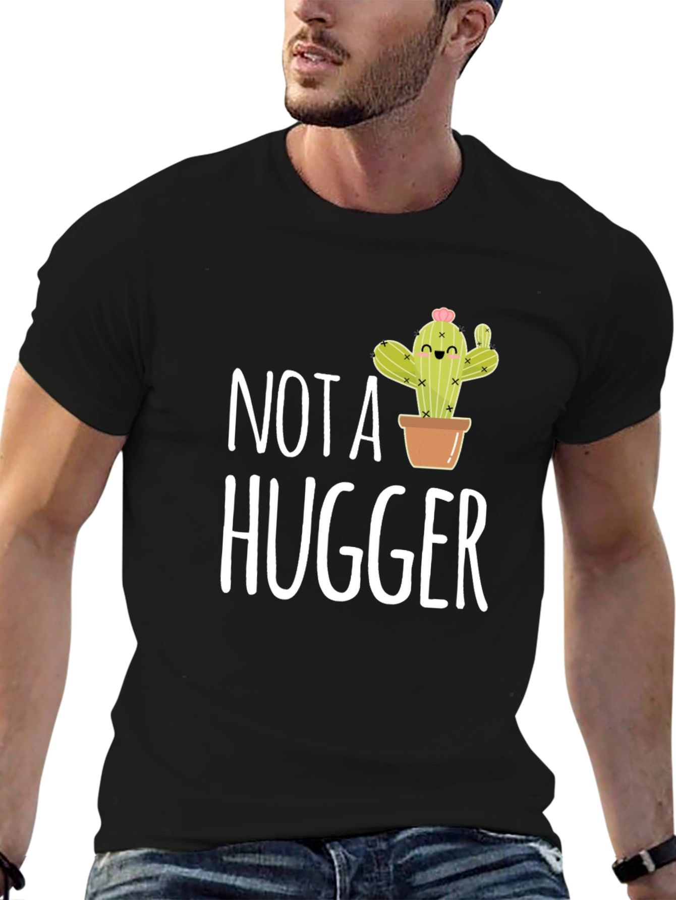 Not A Hugger Cactus Graphic T-Shirt