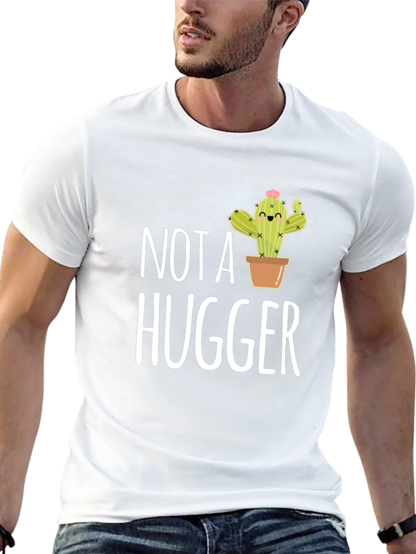 Not A Hugger Cactus Graphic T-Shirt