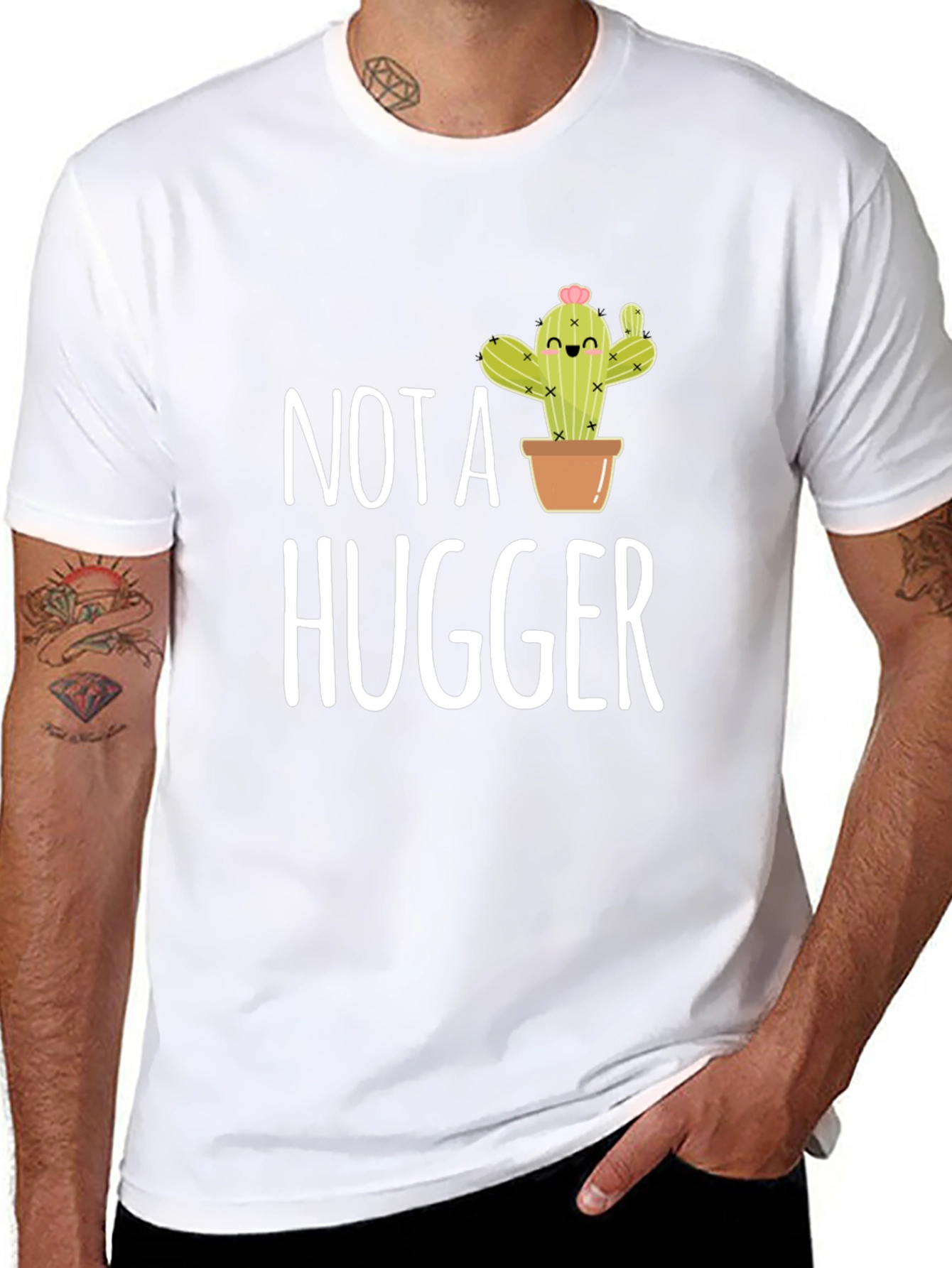 Not A Hugger Cactus Graphic T-Shirt