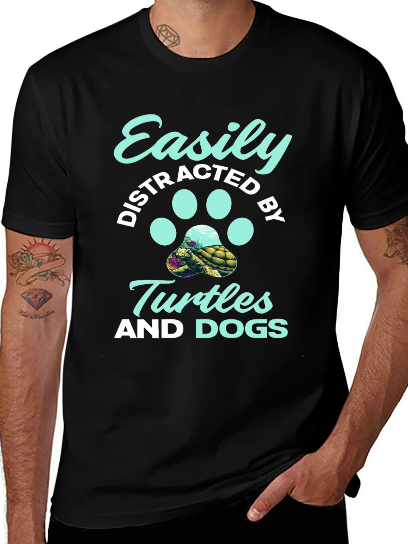 Easily Distracted By Turtles and Dogs Graphic Tee