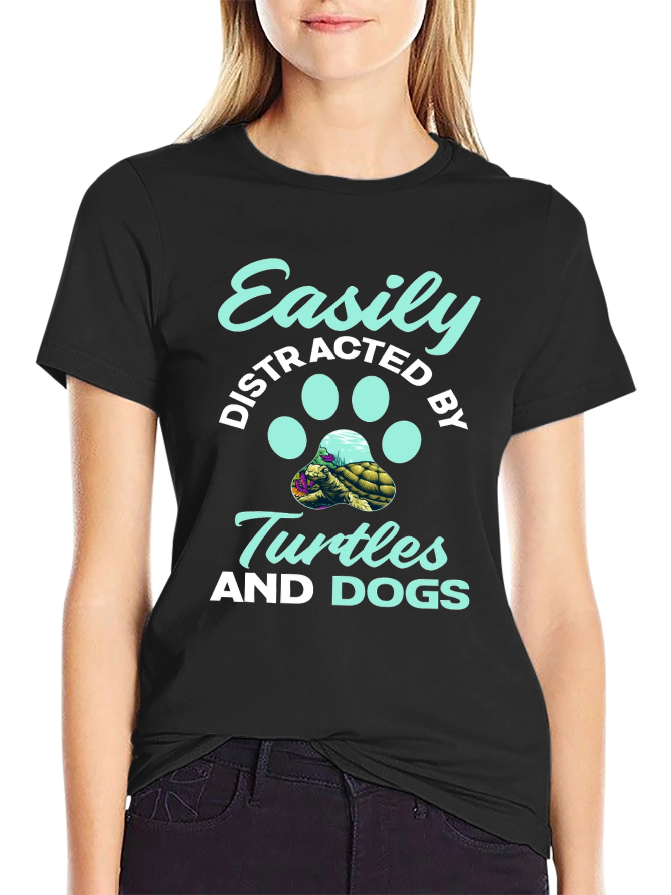 Easily Distracted By Turtles and Dogs Graphic Tee