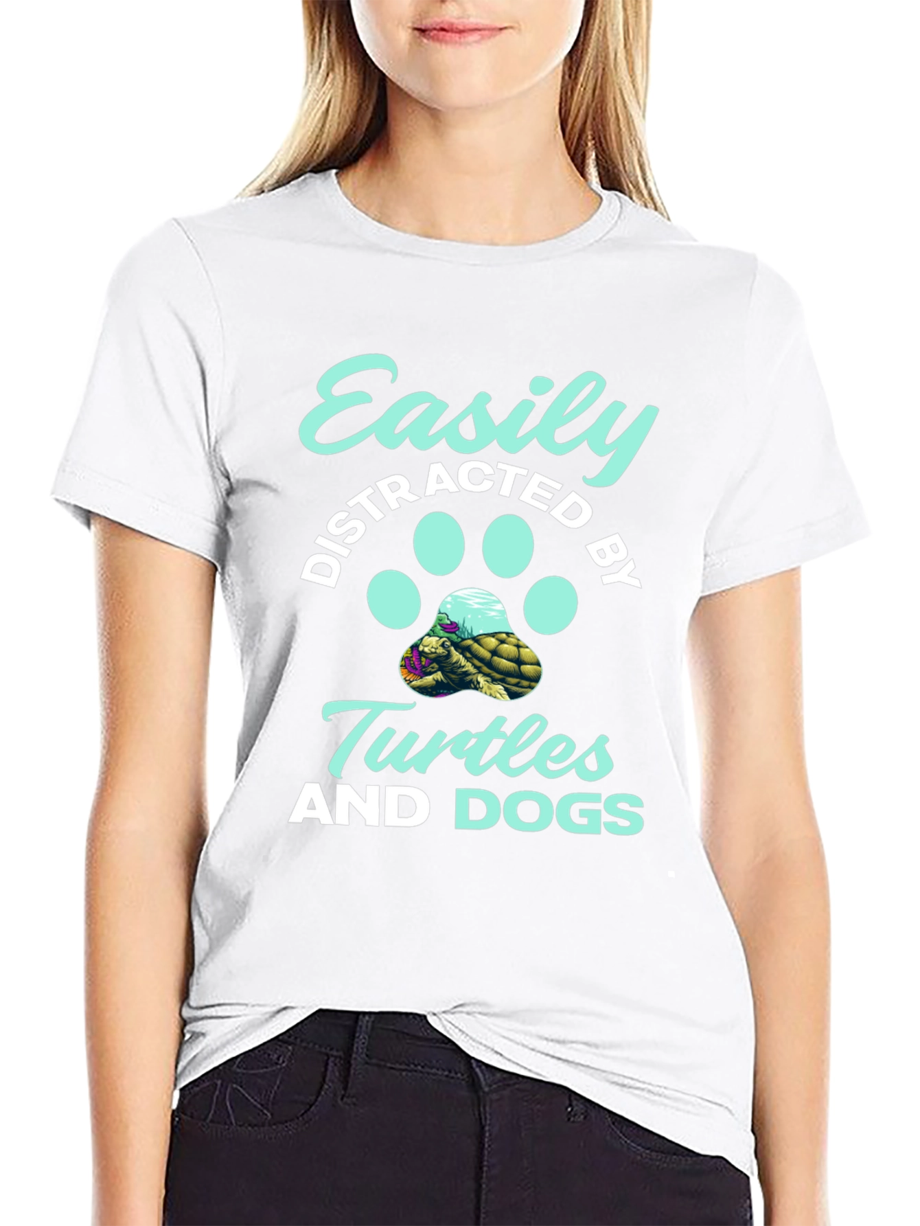 Easily Distracted By Turtles and Dogs Graphic Tee