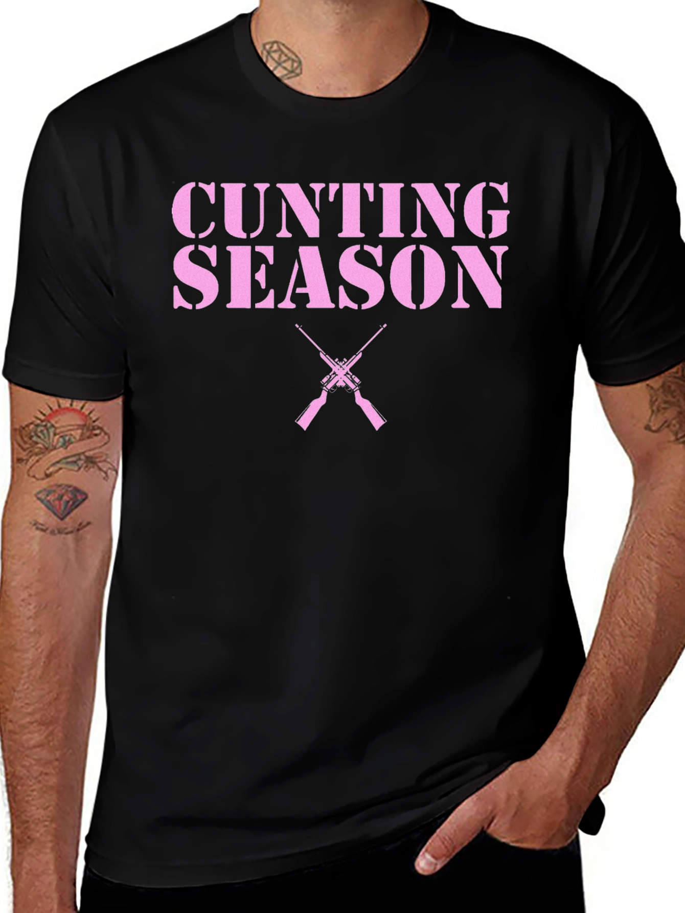 Hunting Season Graphic Tee - Black Cotton