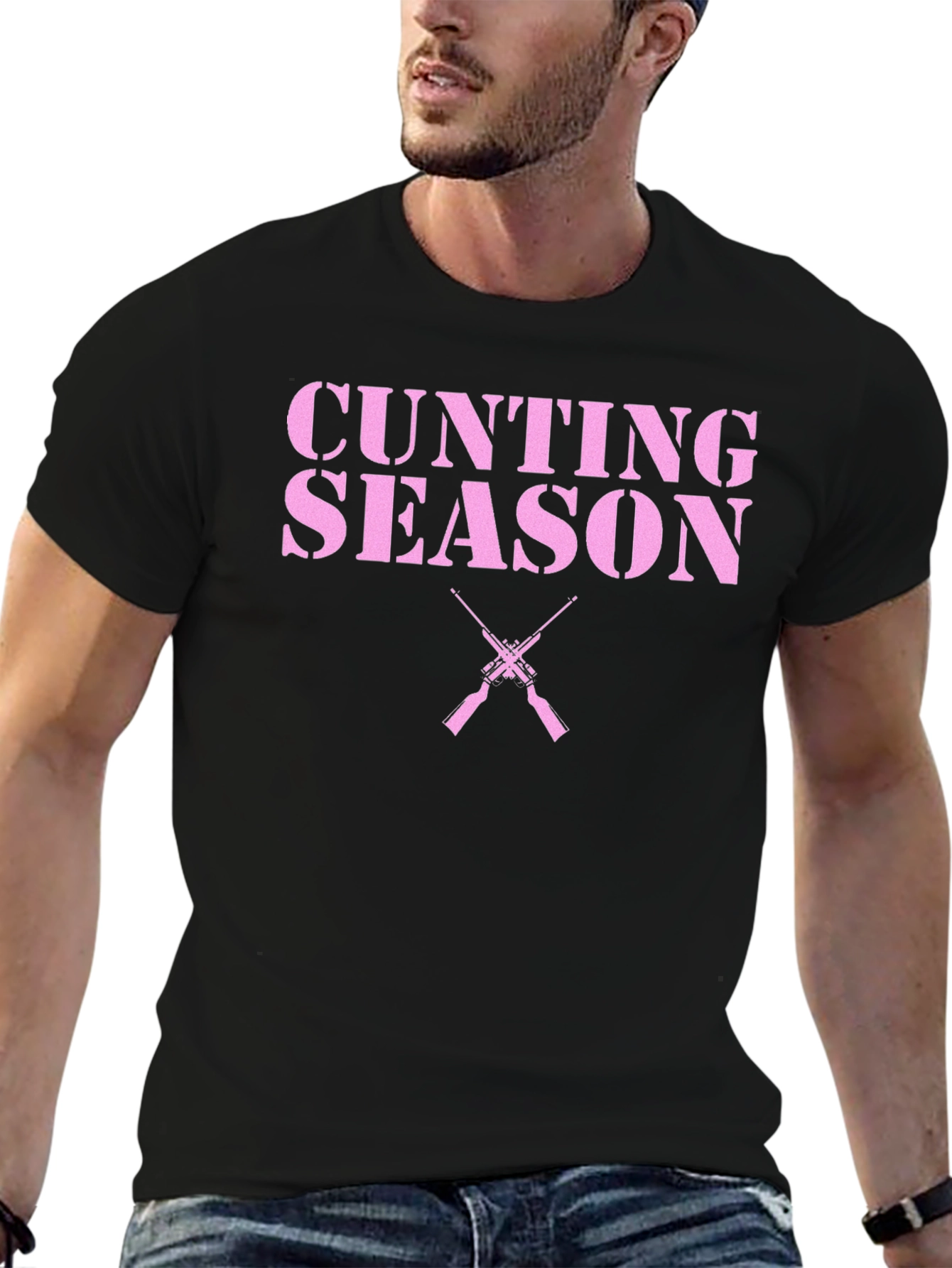 Hunting Season Graphic Tee - Black Cotton