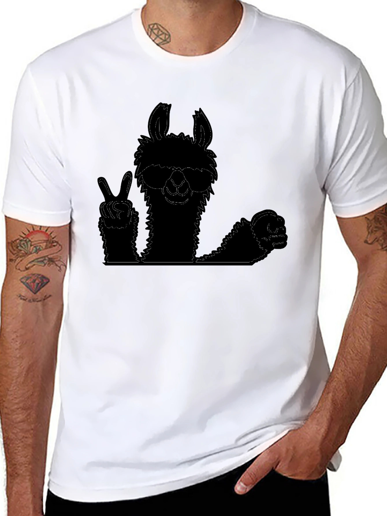 Cool Llama Graphic Tee - Peace Out Style