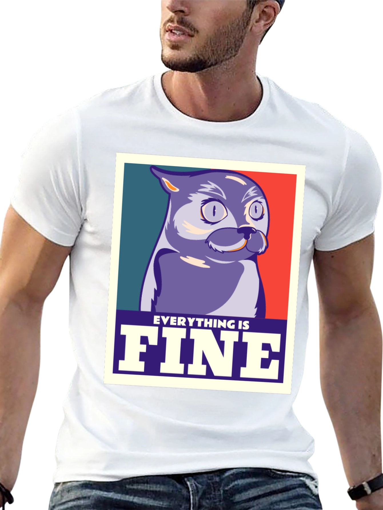 Everything is Fine Cat Meme Graphic T-Shirt