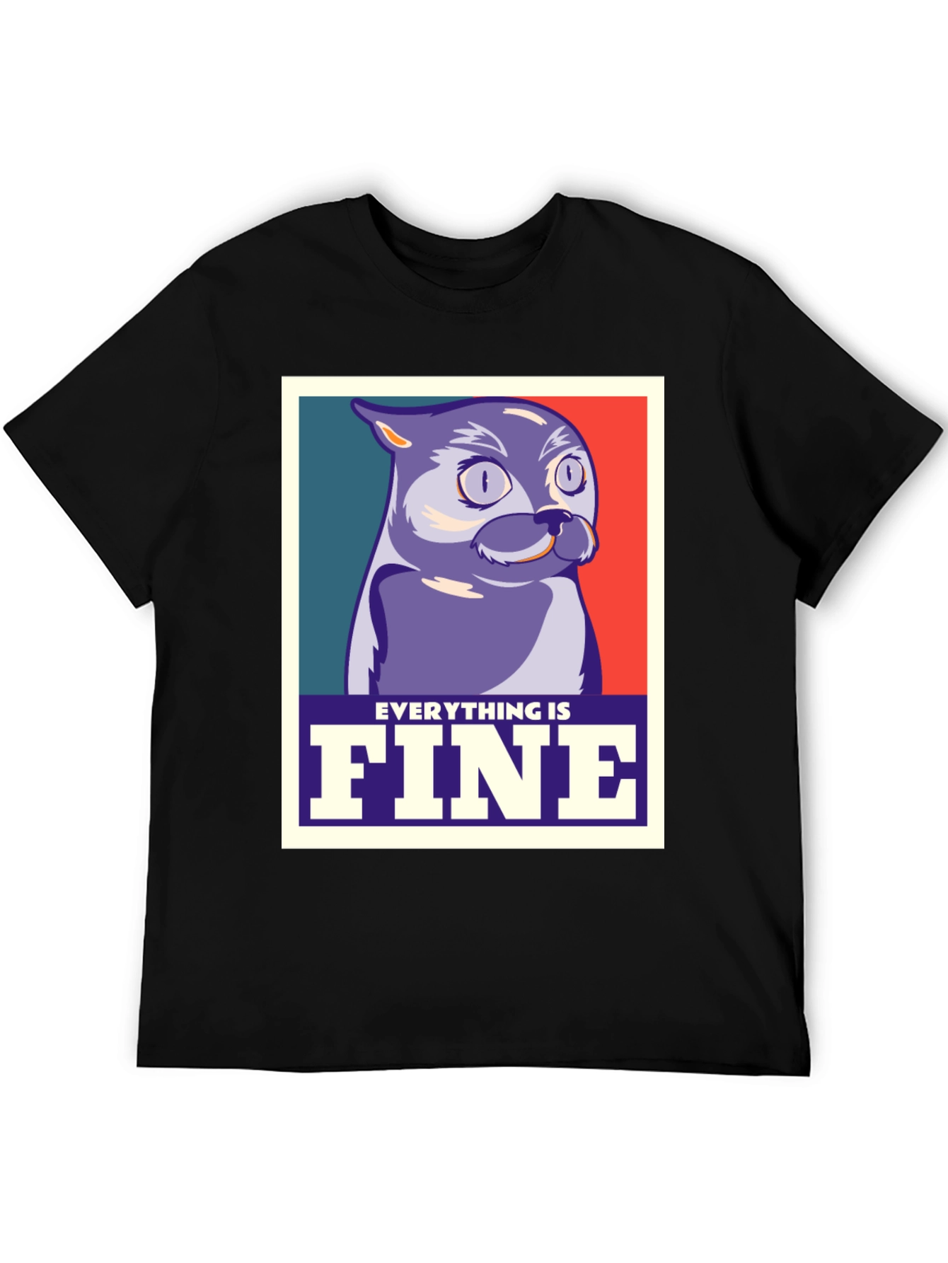 Everything is Fine Cat Meme Graphic T-Shirt