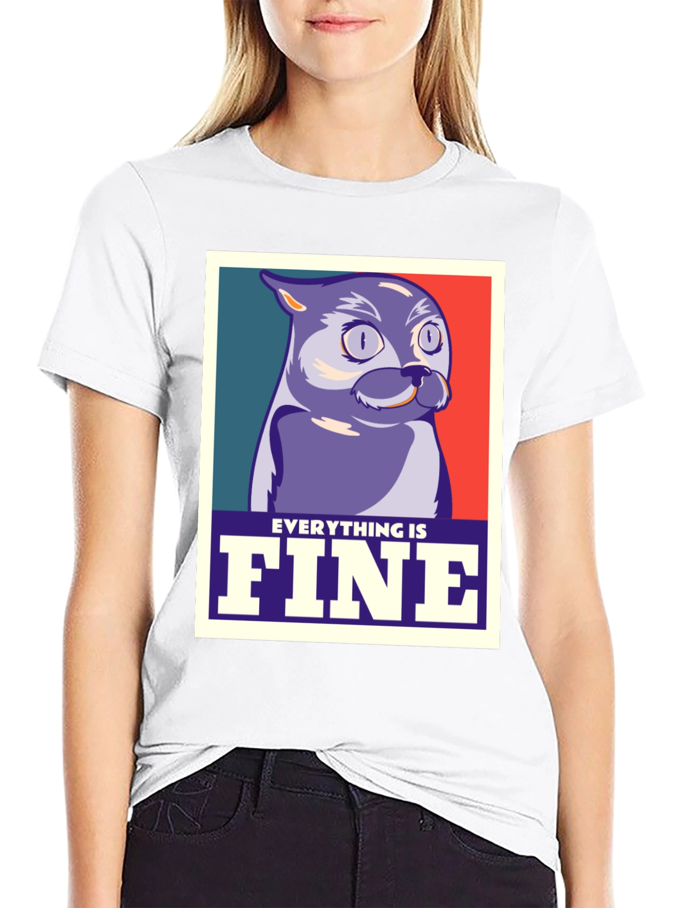 Everything is Fine Cat Meme Graphic T-Shirt