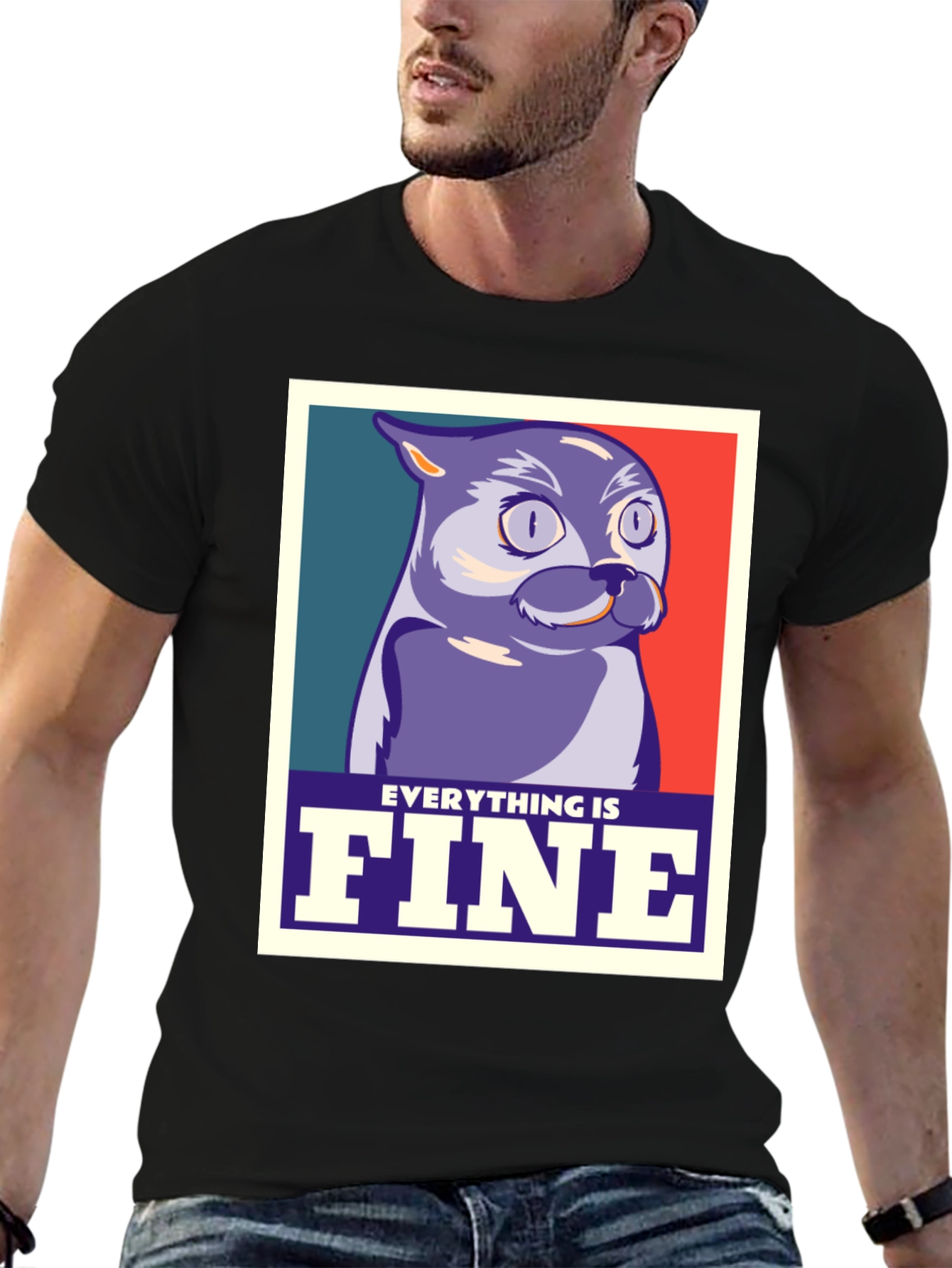 Everything is Fine Cat Meme Graphic T-Shirt