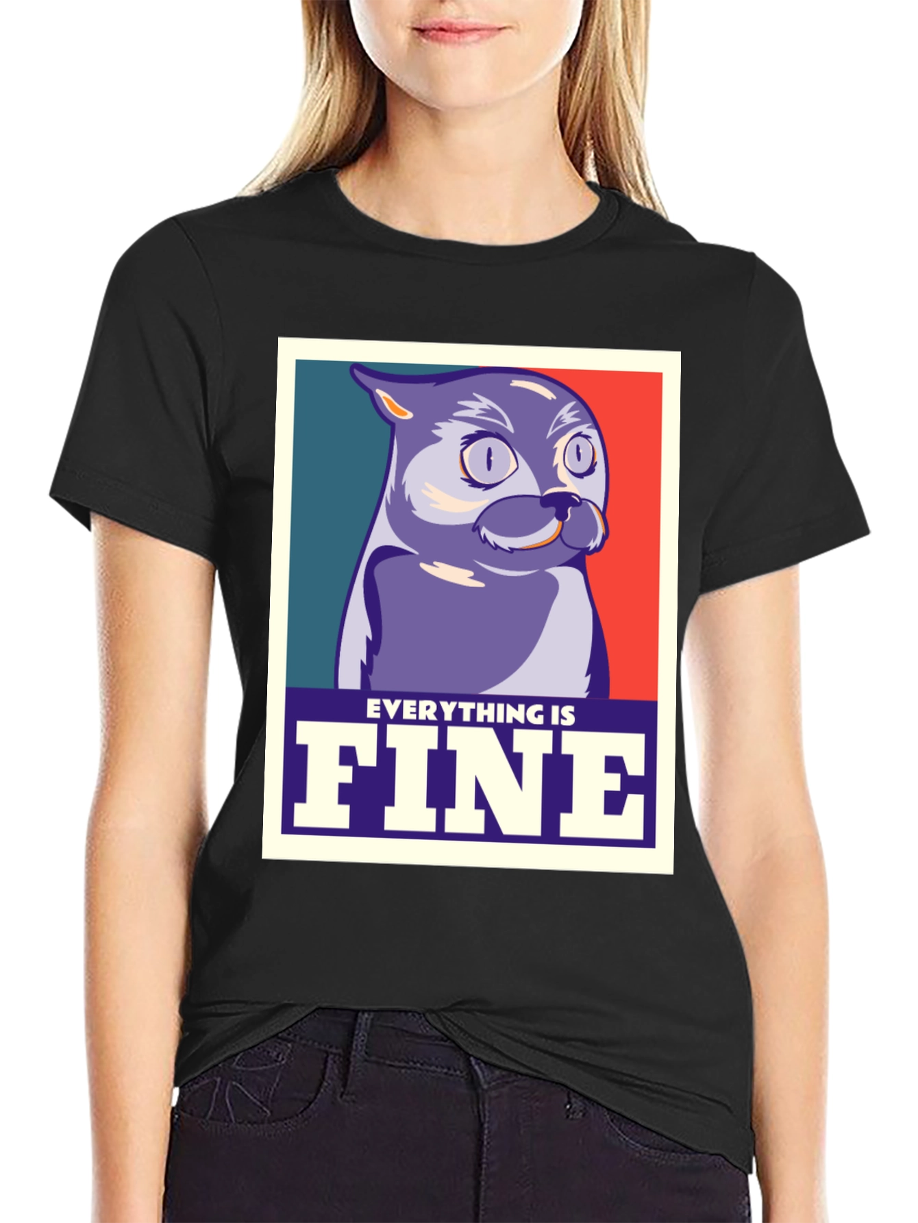 Everything is Fine Cat Meme Graphic T-Shirt