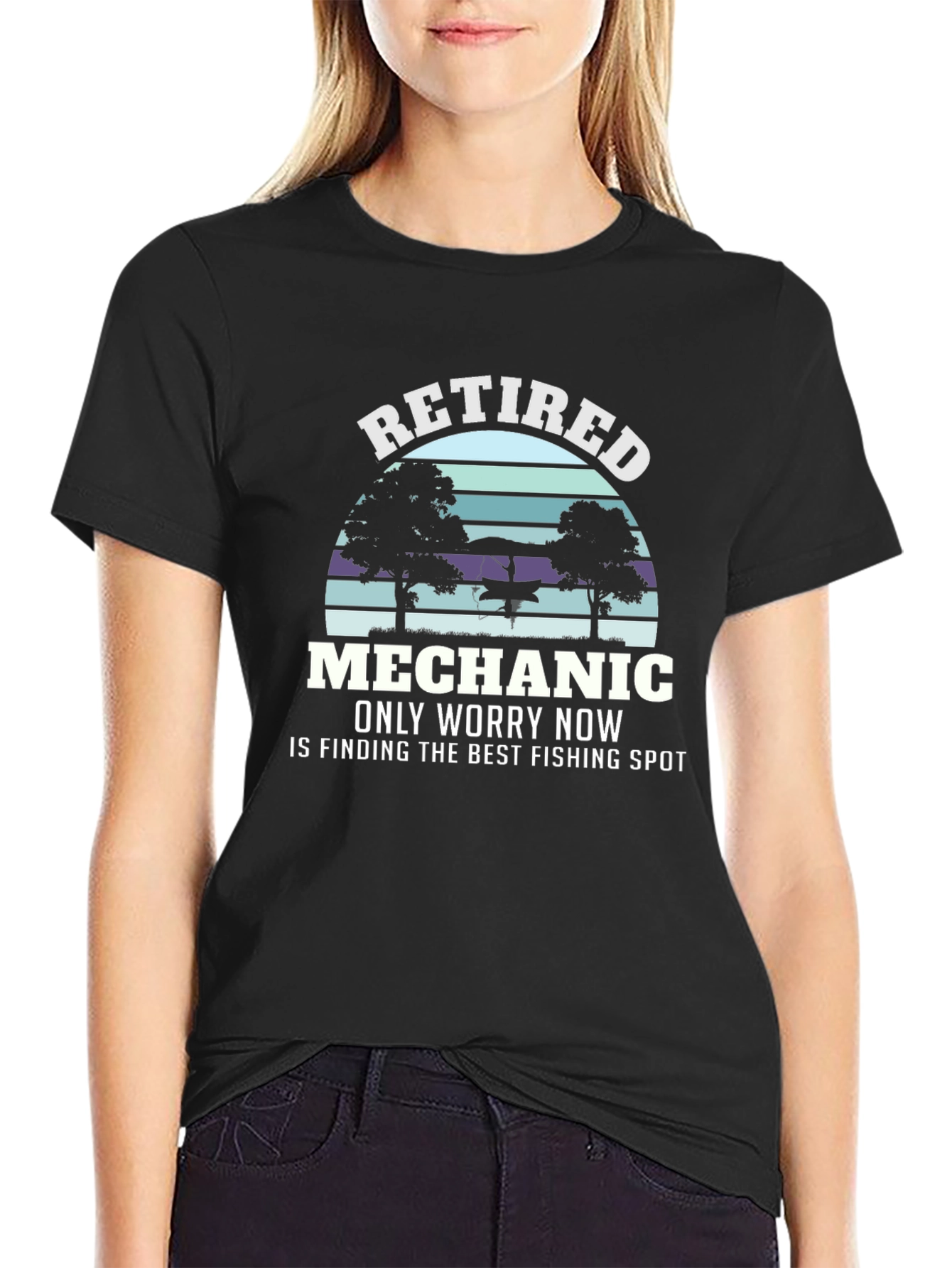 Retired Mechanic Fishing T-Shirt - Funny Retirement Gift