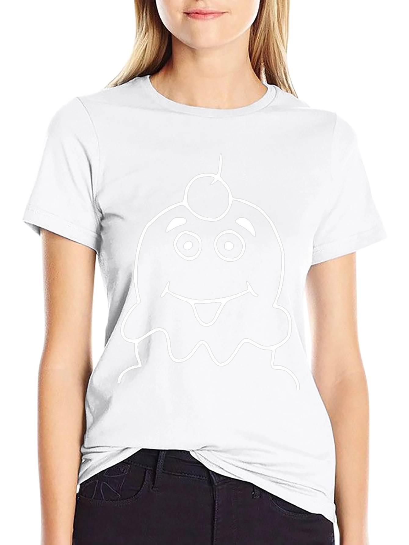 Cartoon Ice Cream Graphic T-Shirt - Black