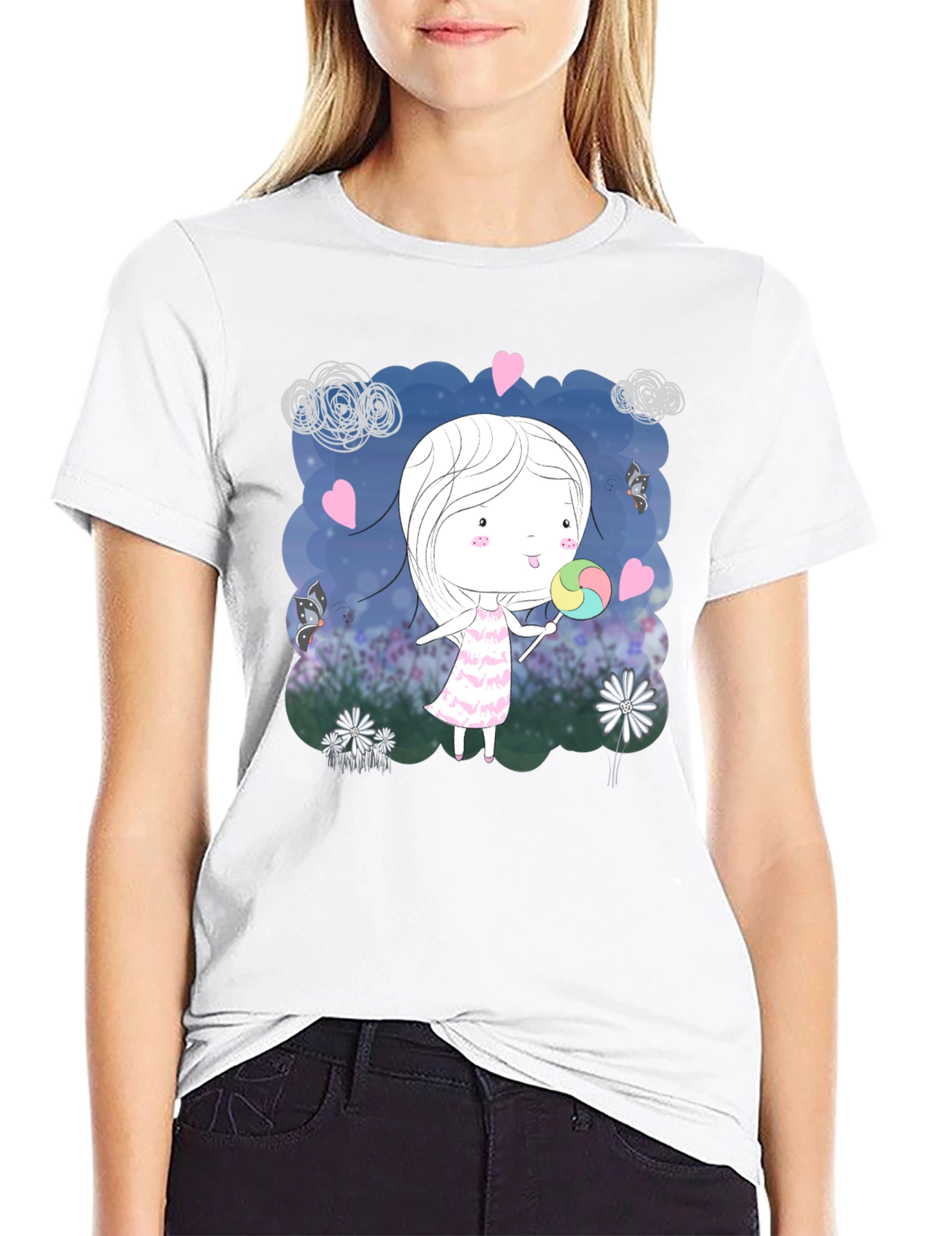 Girl with Lollipop Graphic T-Shirt