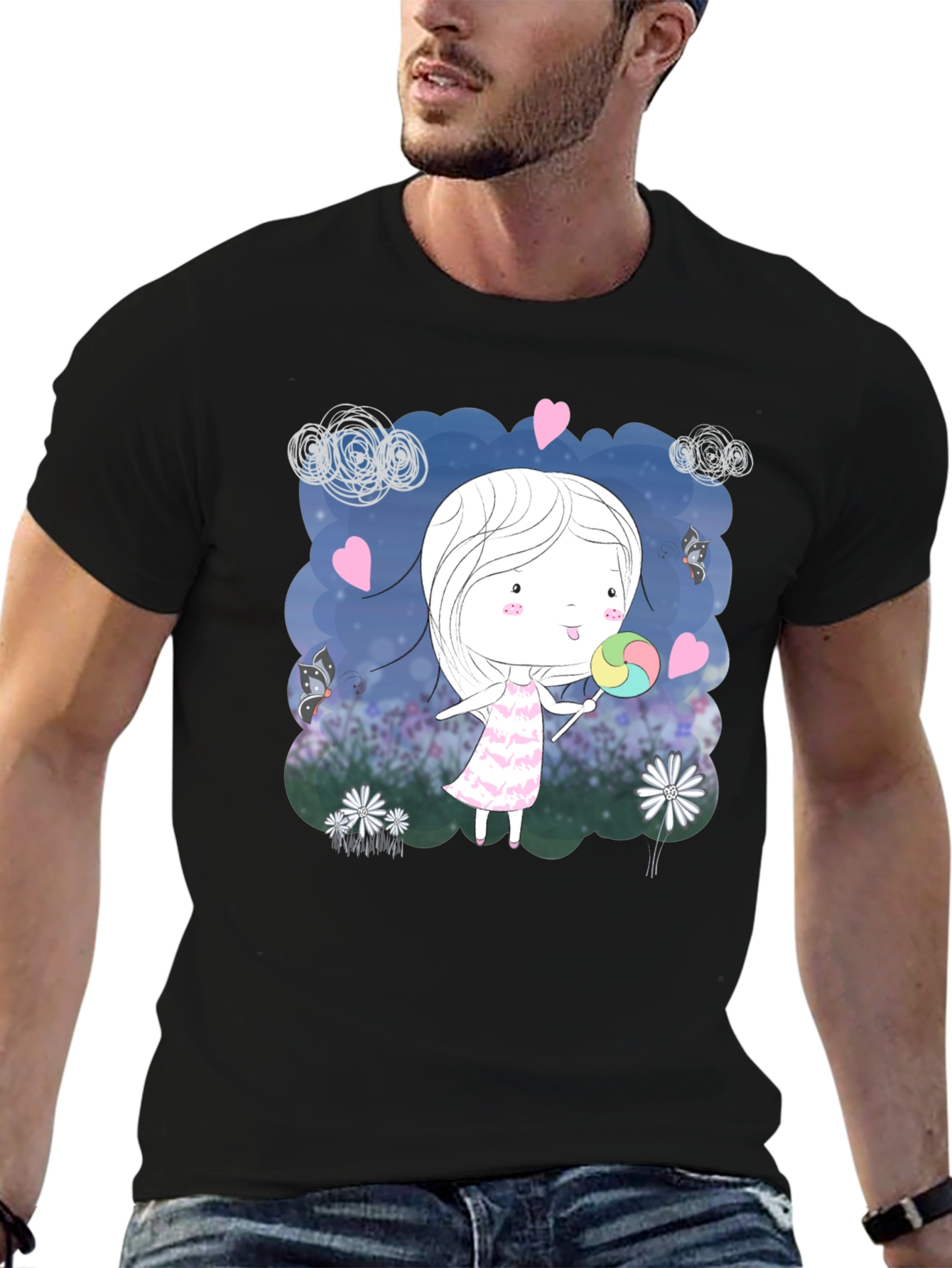 Girl with Lollipop Graphic T-Shirt