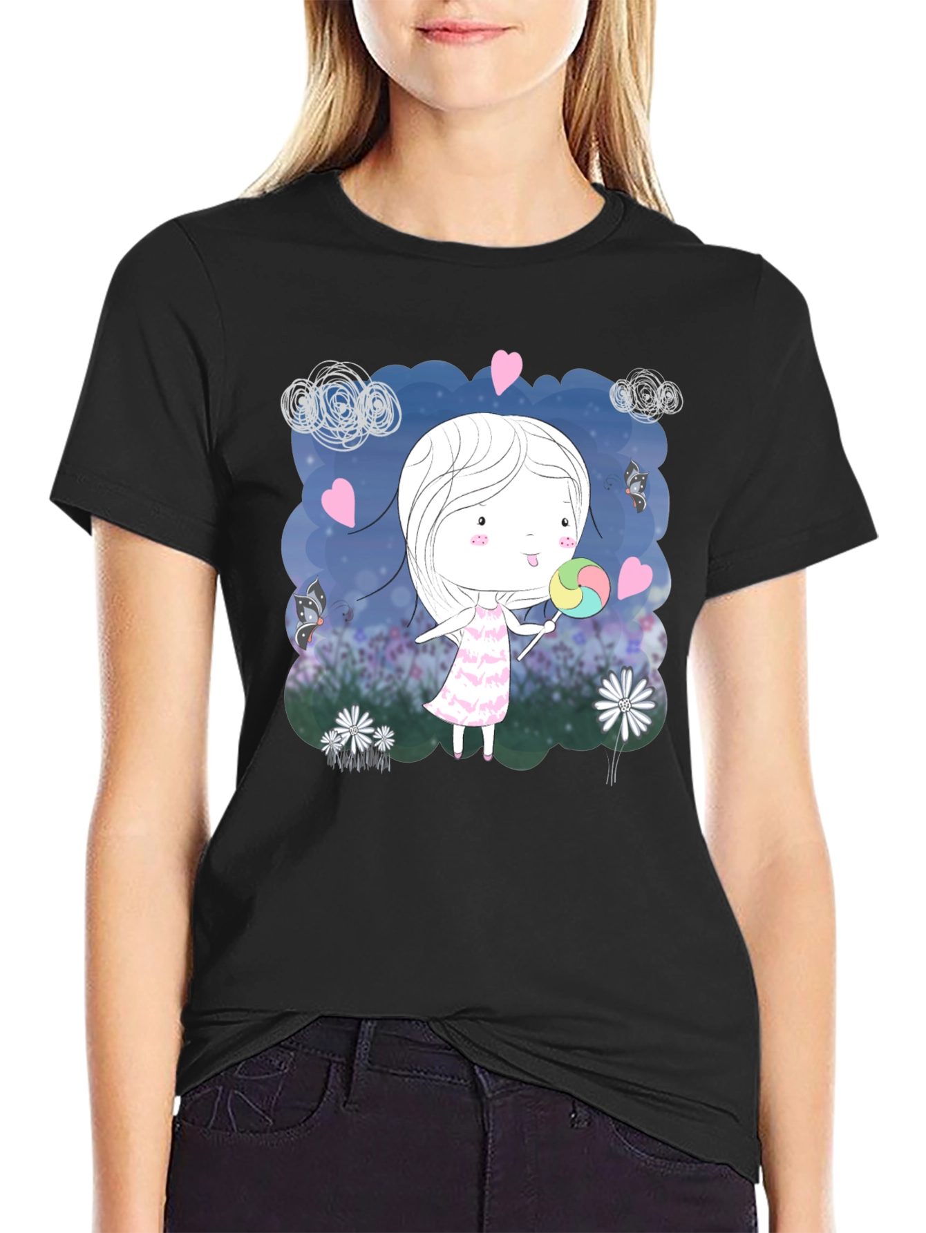 Girl with Lollipop Graphic T-Shirt