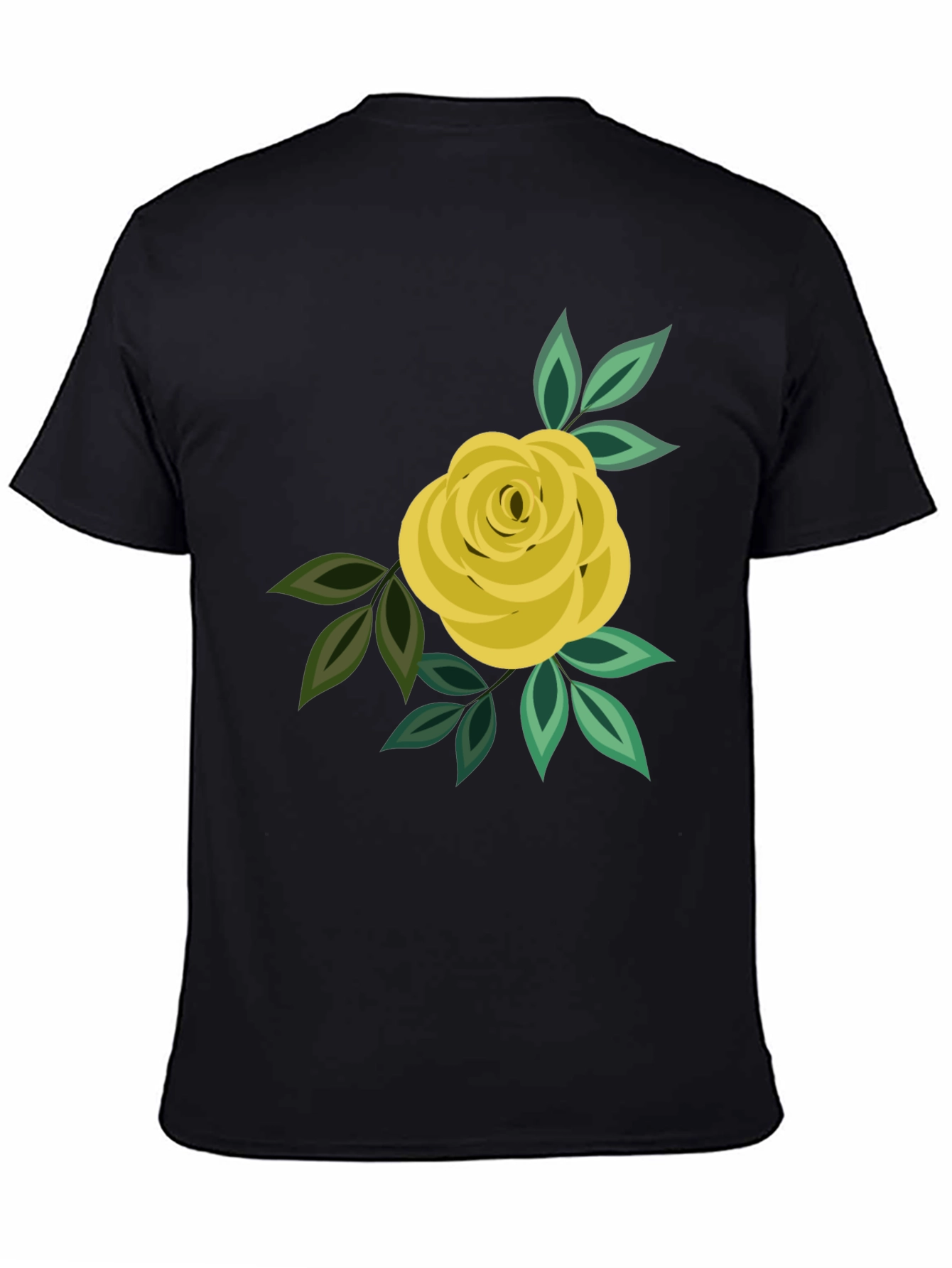 Floral Rose Graphic Tee - Black Cotton Casual
