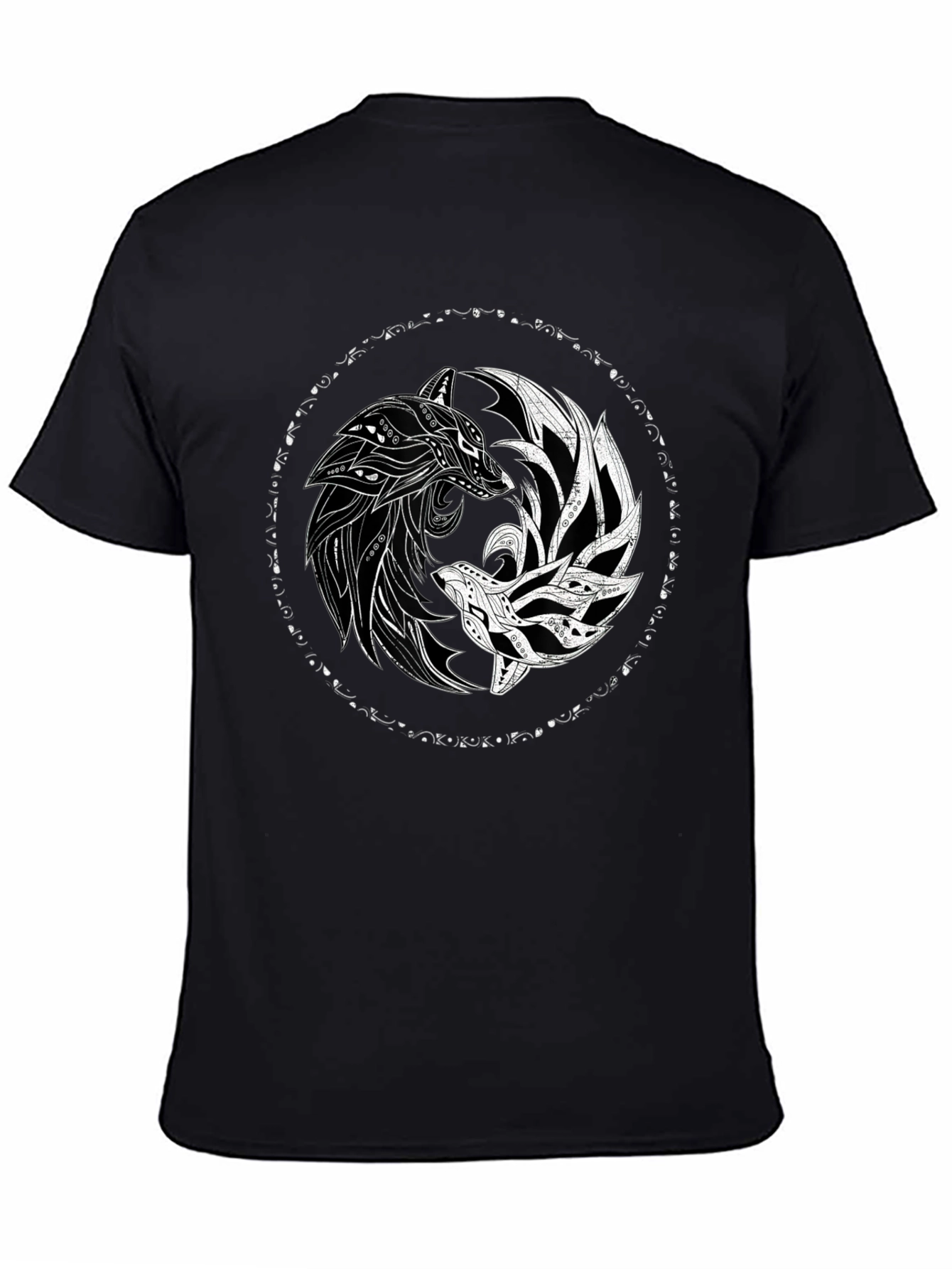 Yin Yang Wolves Black Graphic Tee