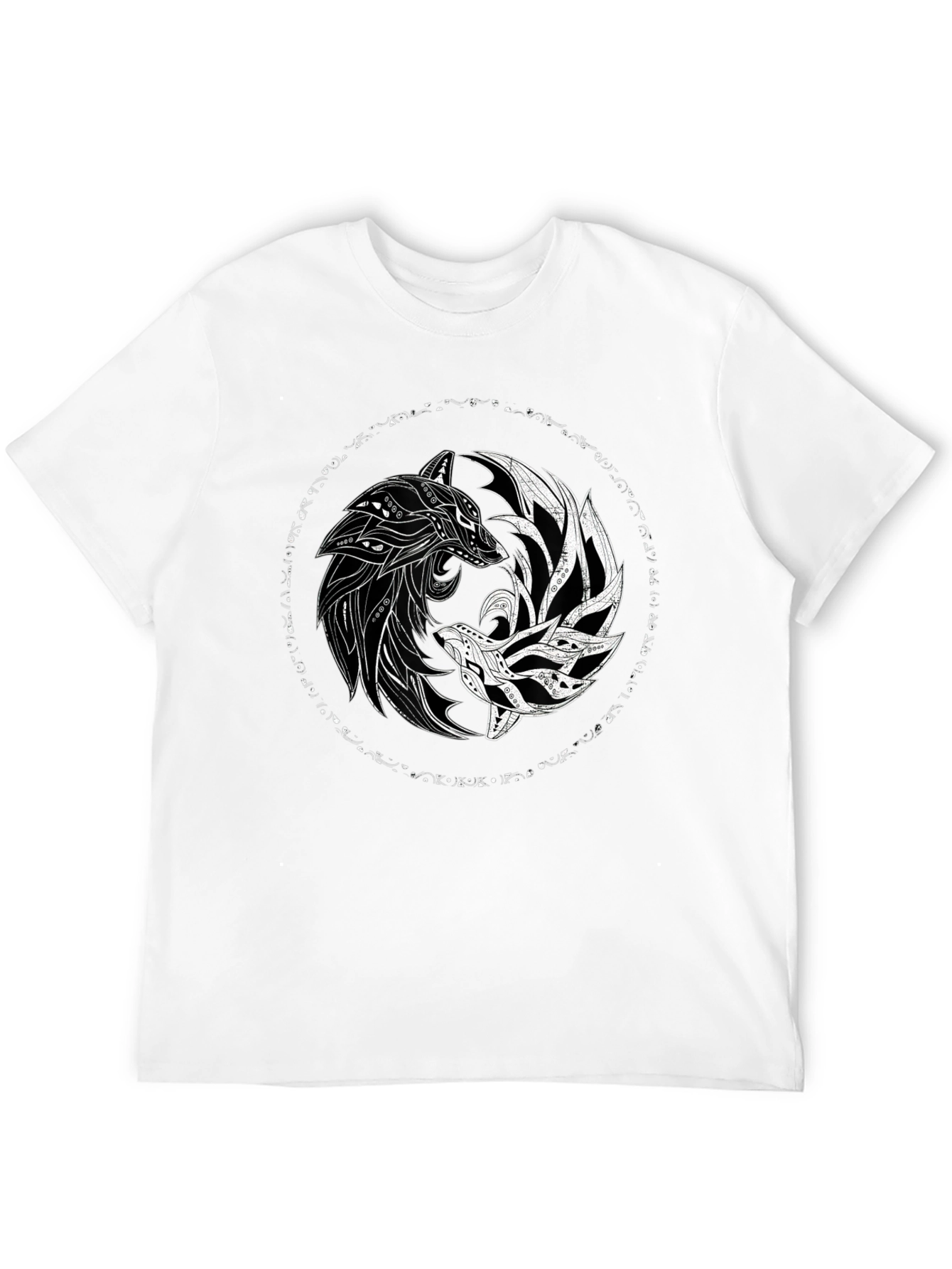 Yin Yang Wolves Black Graphic Tee