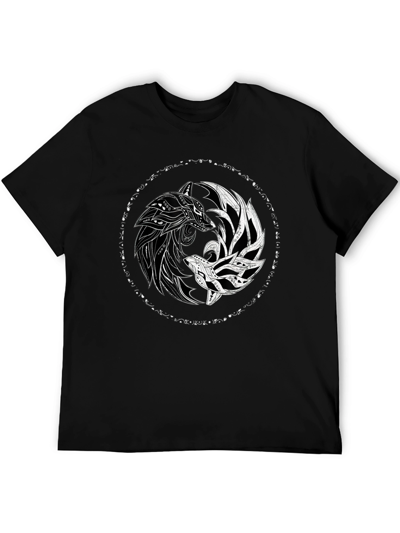 Yin Yang Wolves Black Graphic Tee