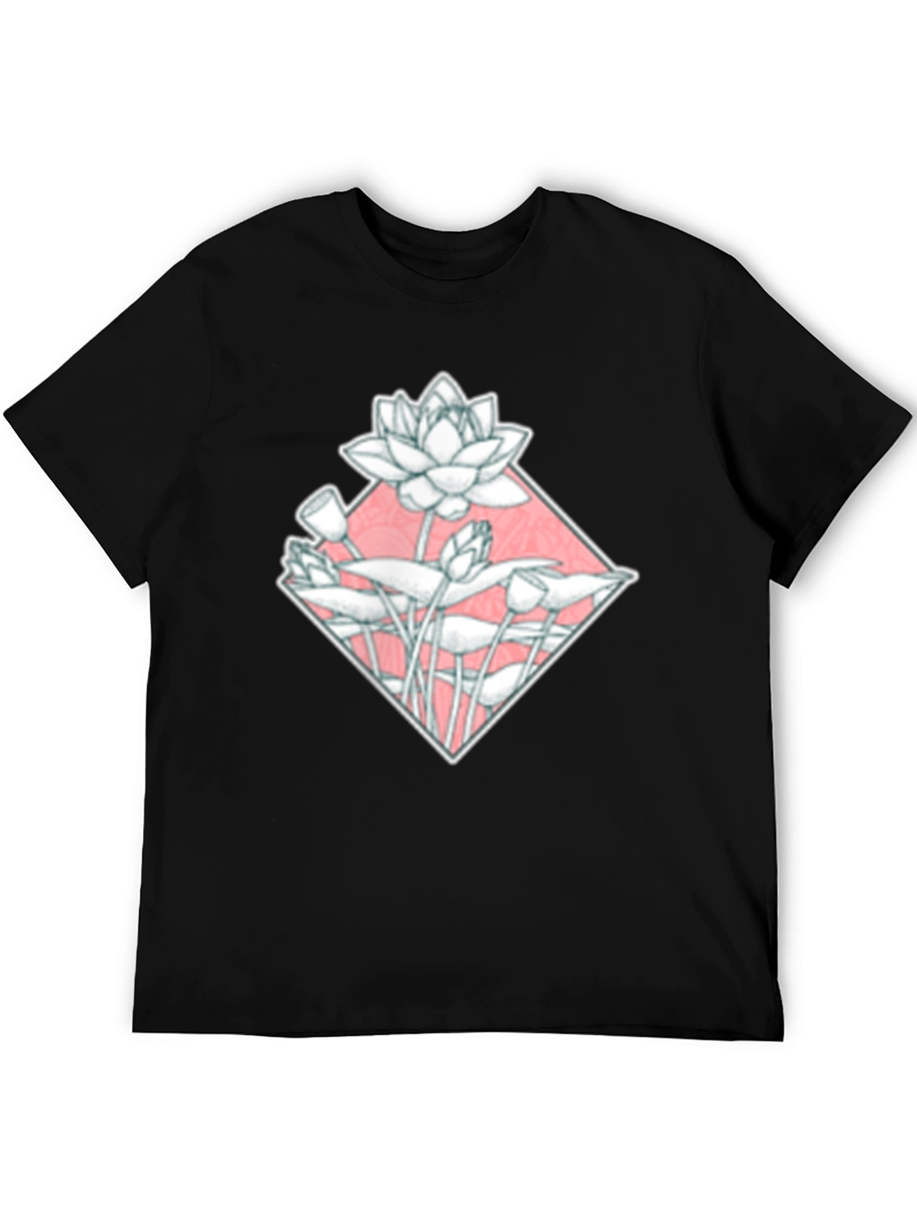 Lotus Flower Graphic Tee - Black Cotton Blend