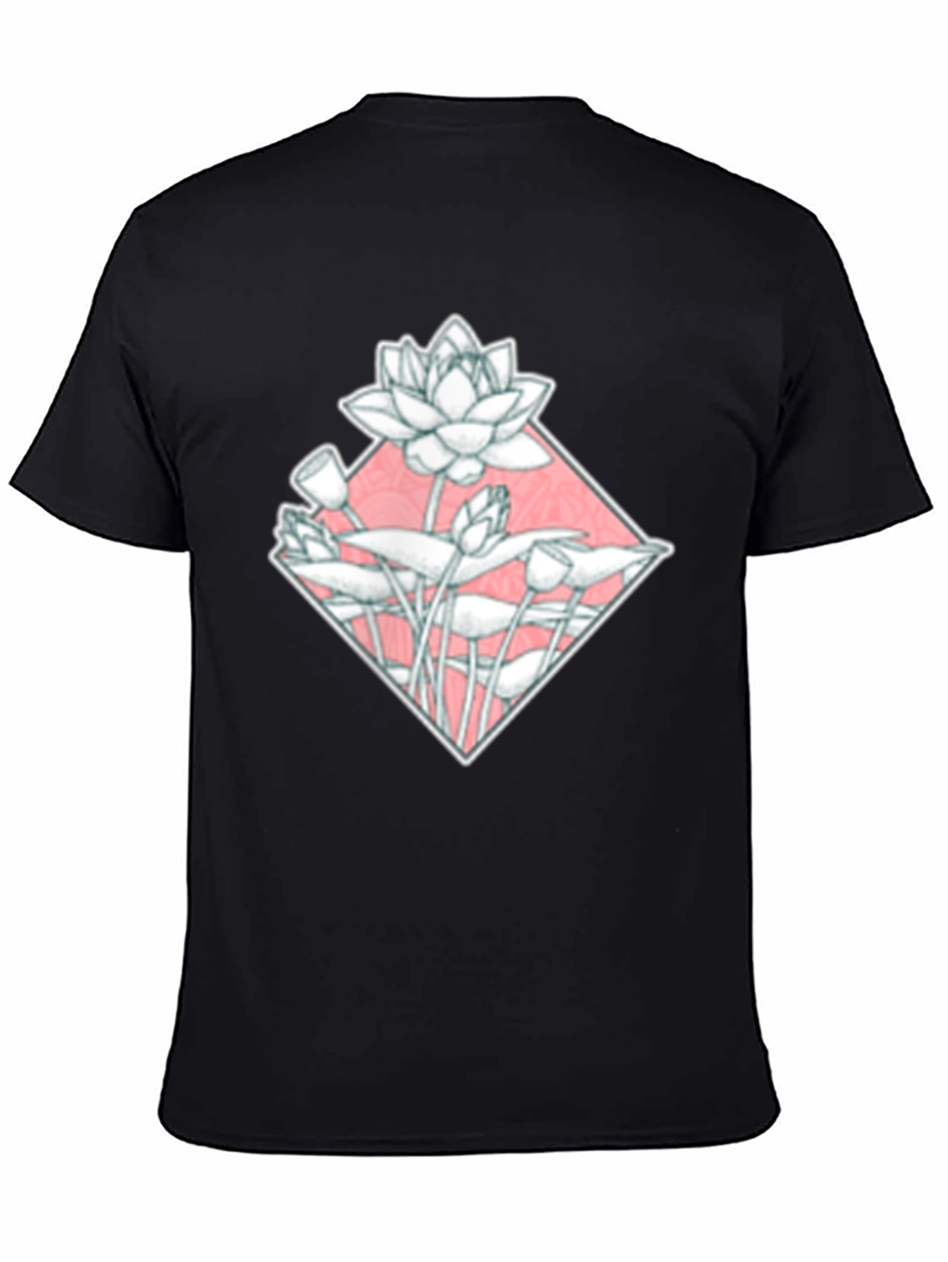 Lotus Flower Graphic Tee - Black Cotton Blend