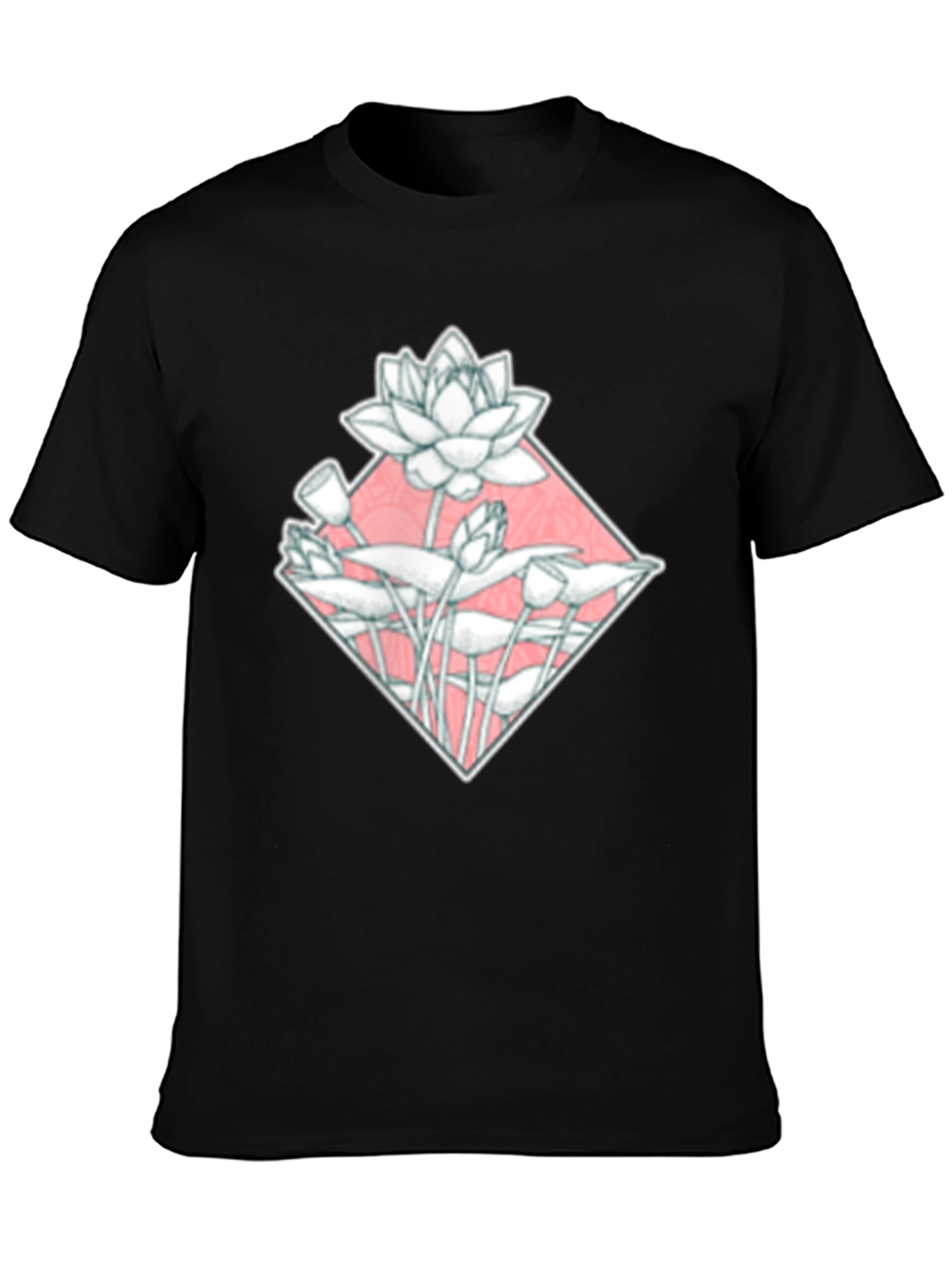Lotus Flower Graphic Tee - Black Cotton Blend