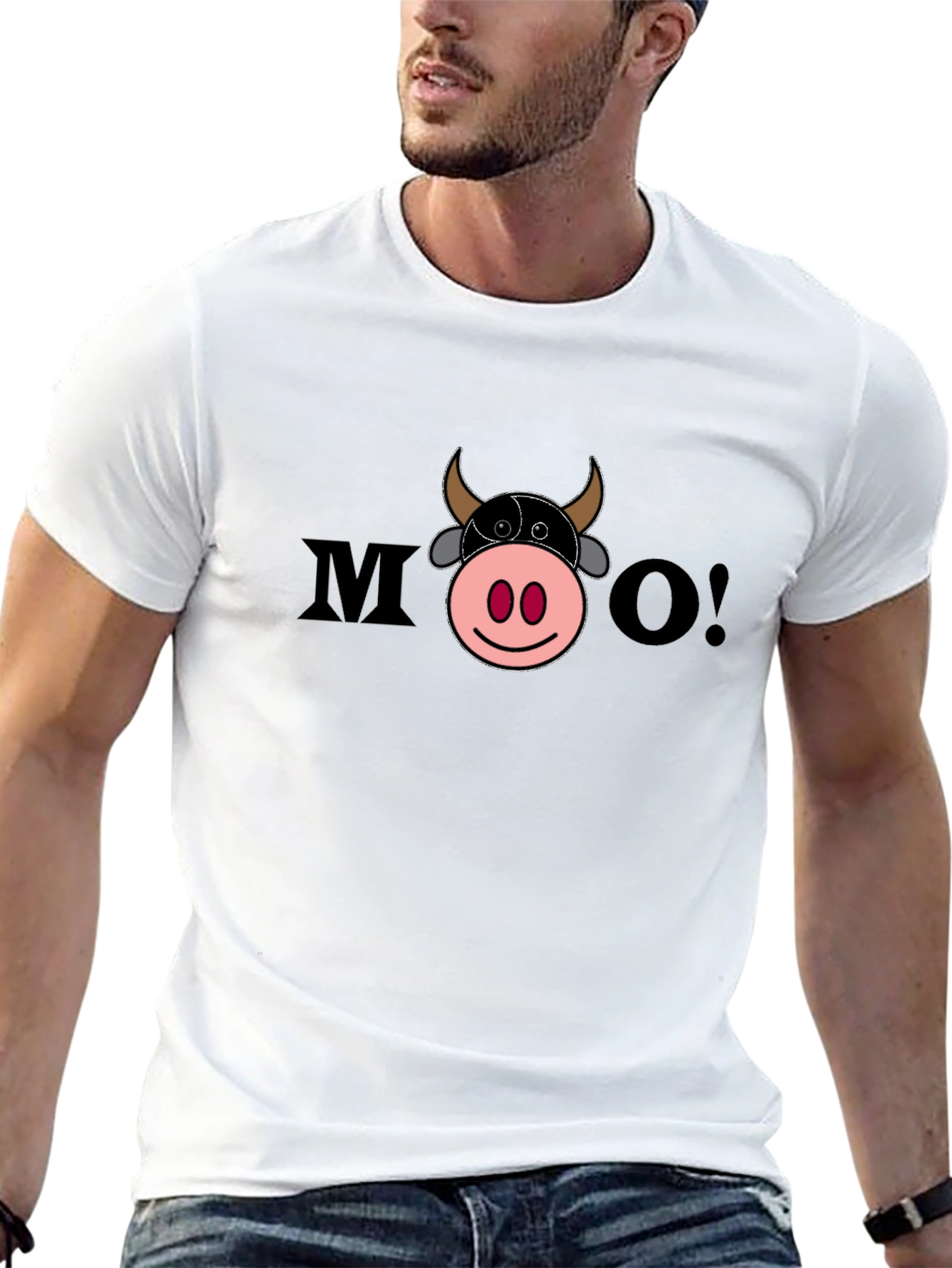 Moo Graphic Tee - Black Unisex Cotton T-Shirt