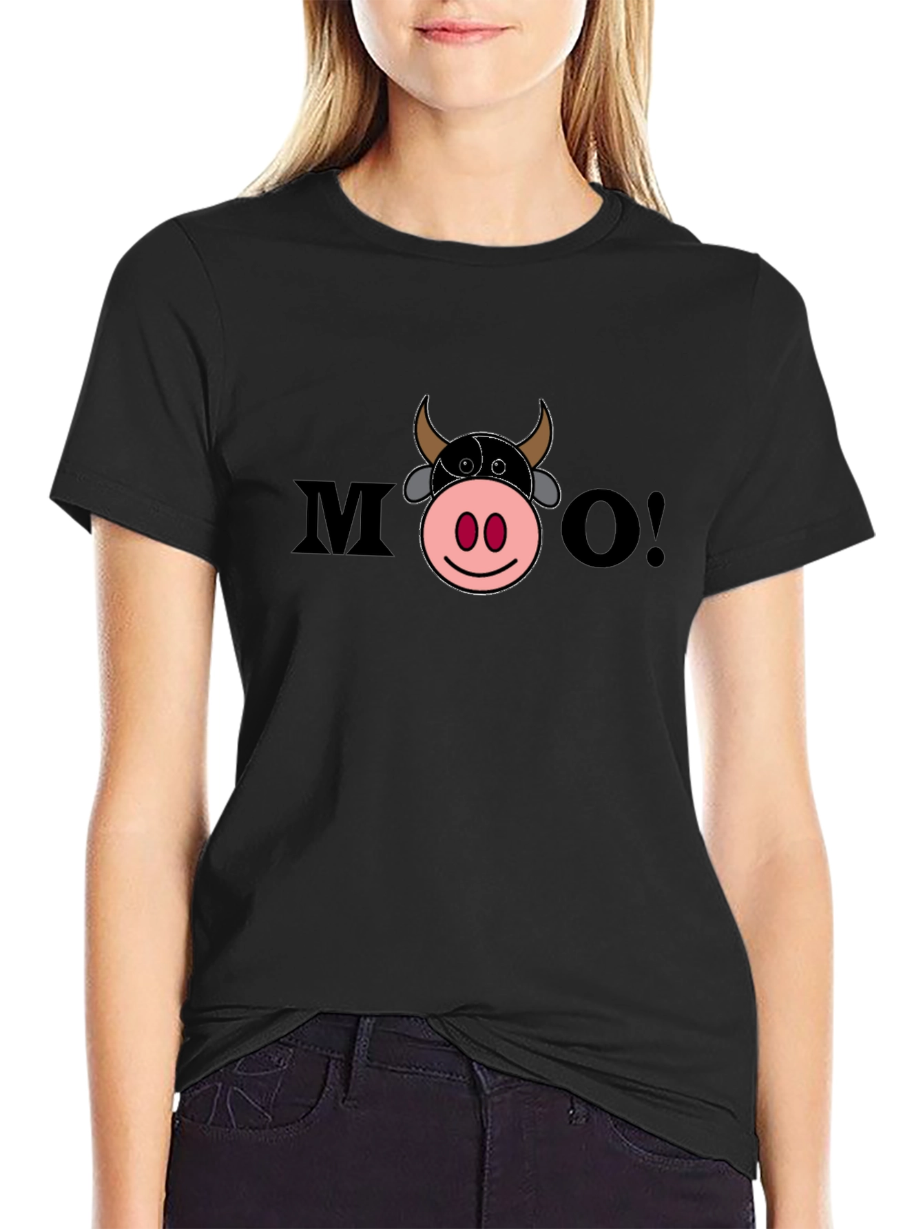 Moo Graphic Tee - Black Unisex Cotton T-Shirt