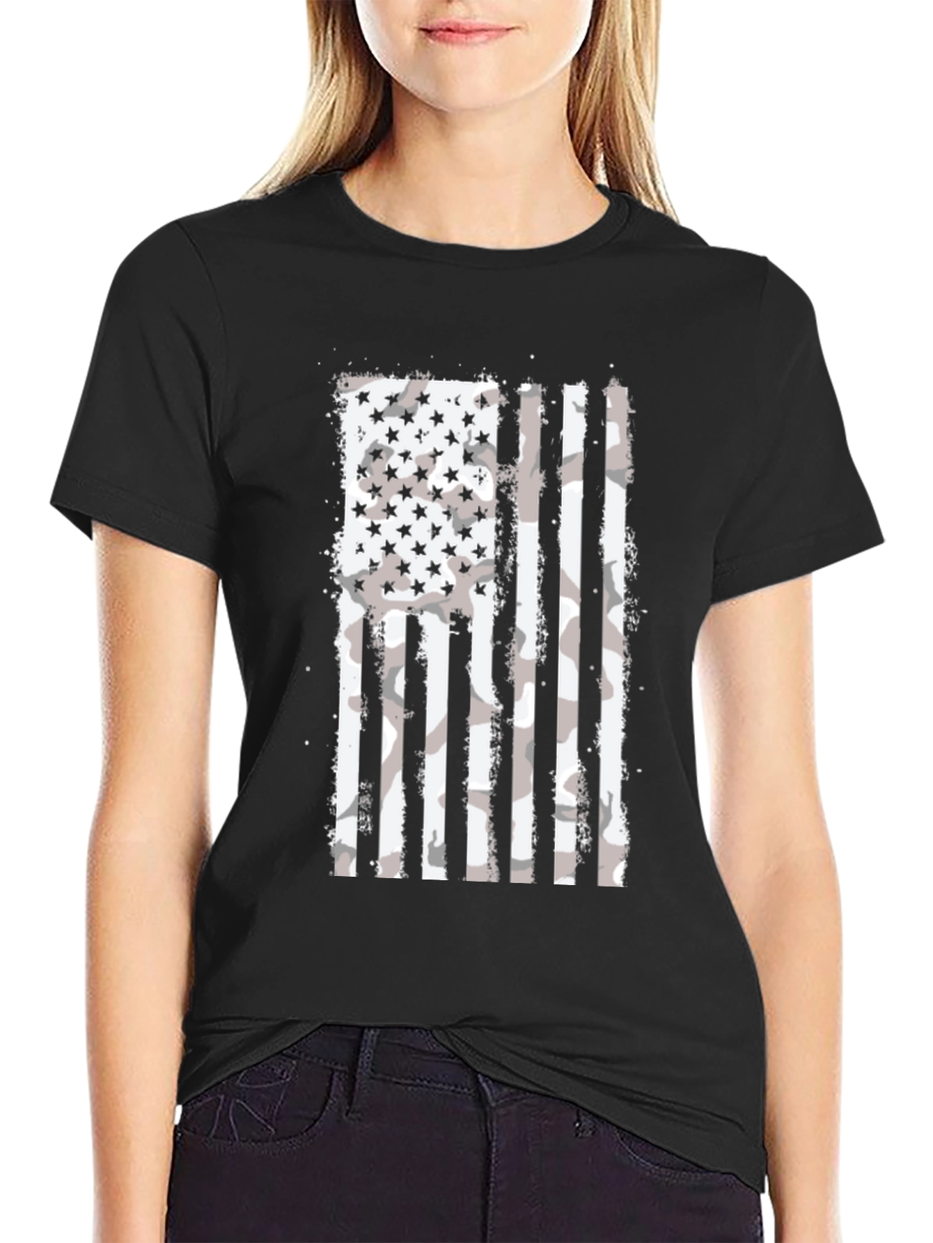 Camo American Flag Graphic T-Shirt