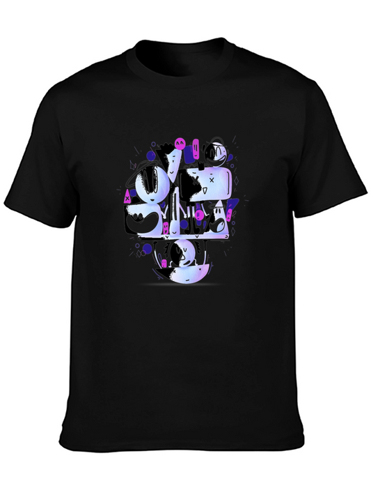 Abstract Character Graphic Black T-Shirt