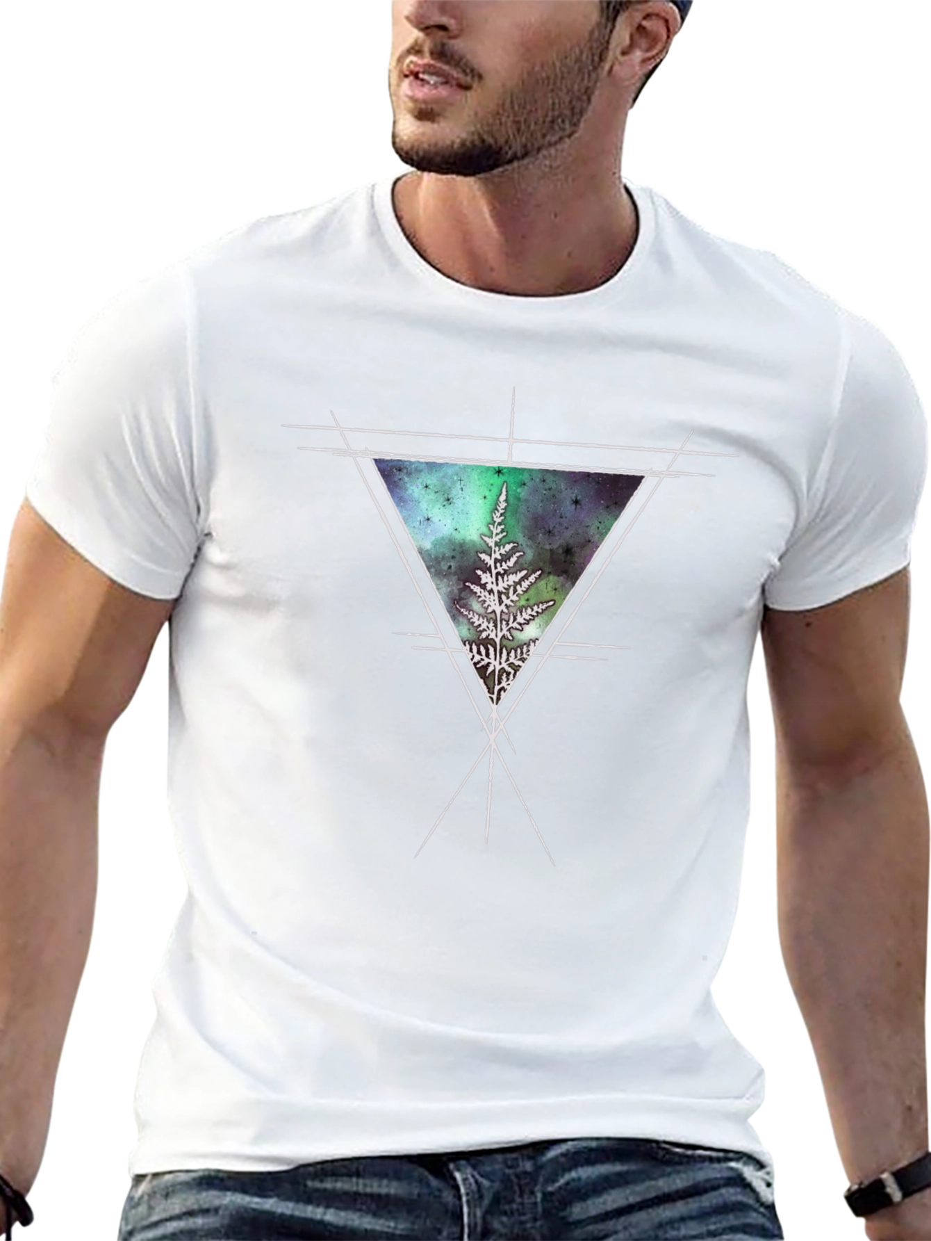 Geometric Fern Graphic Tee - Black