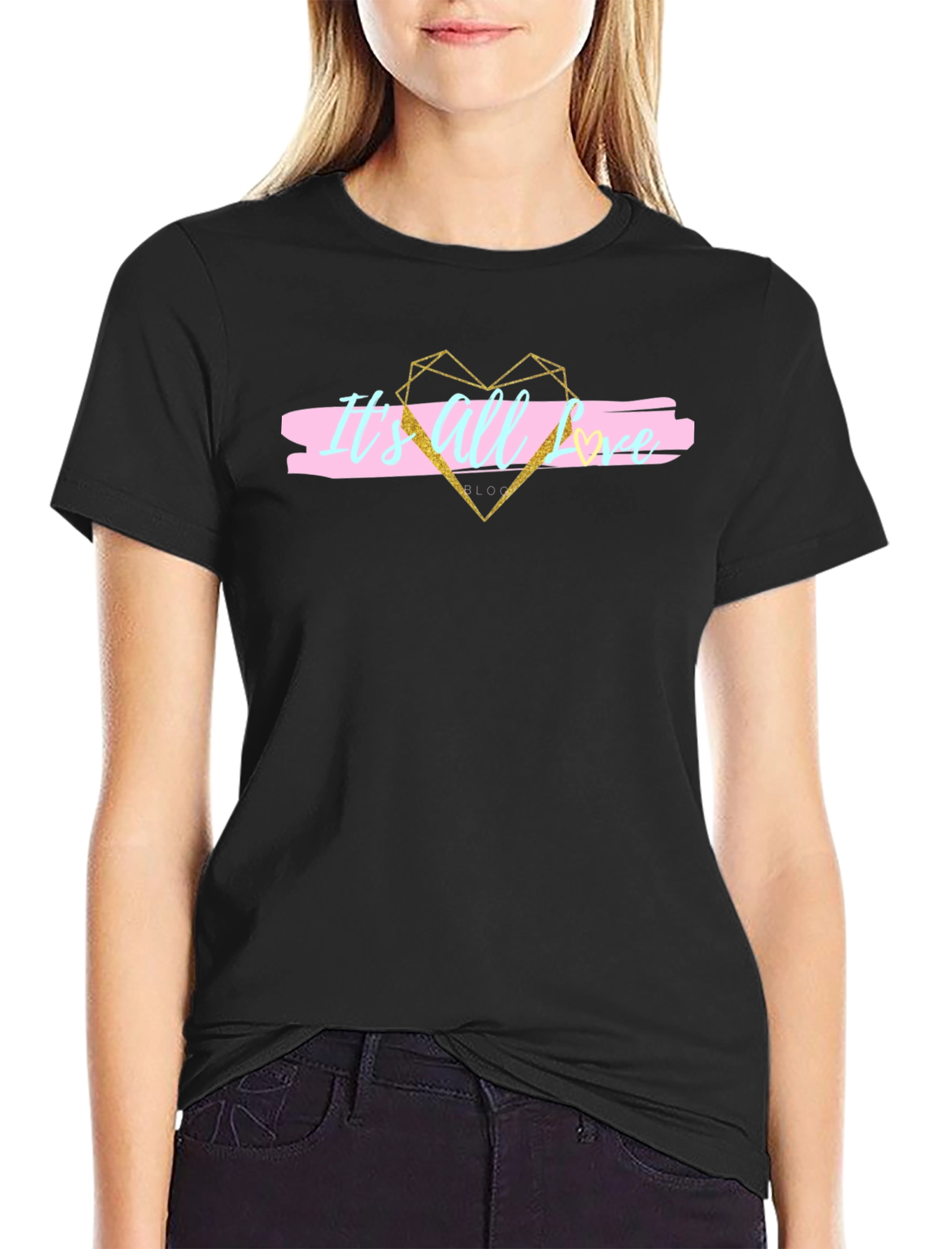 Stylish Its All Love Black Graphic Tee