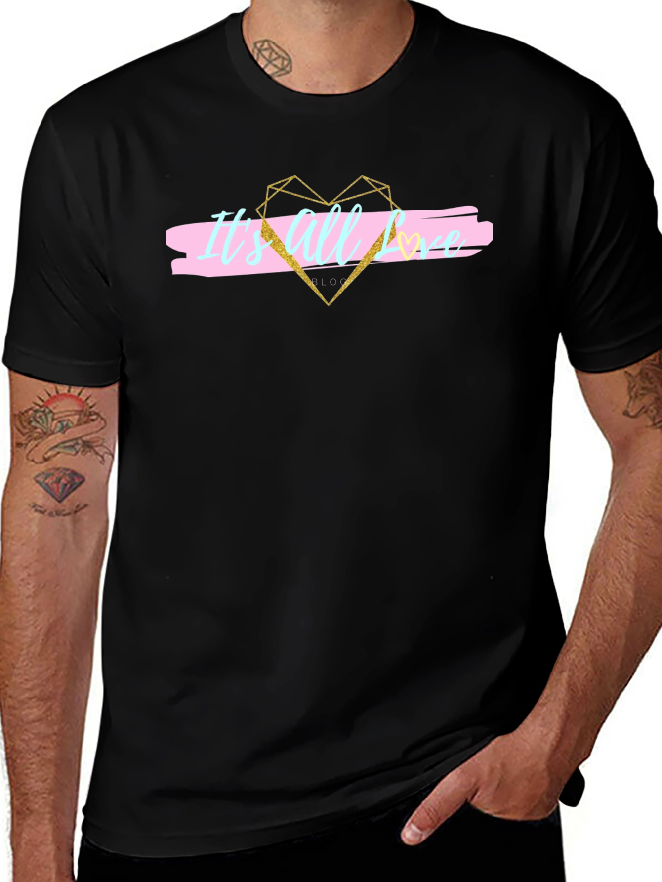 Stylish Its All Love Black Graphic Tee