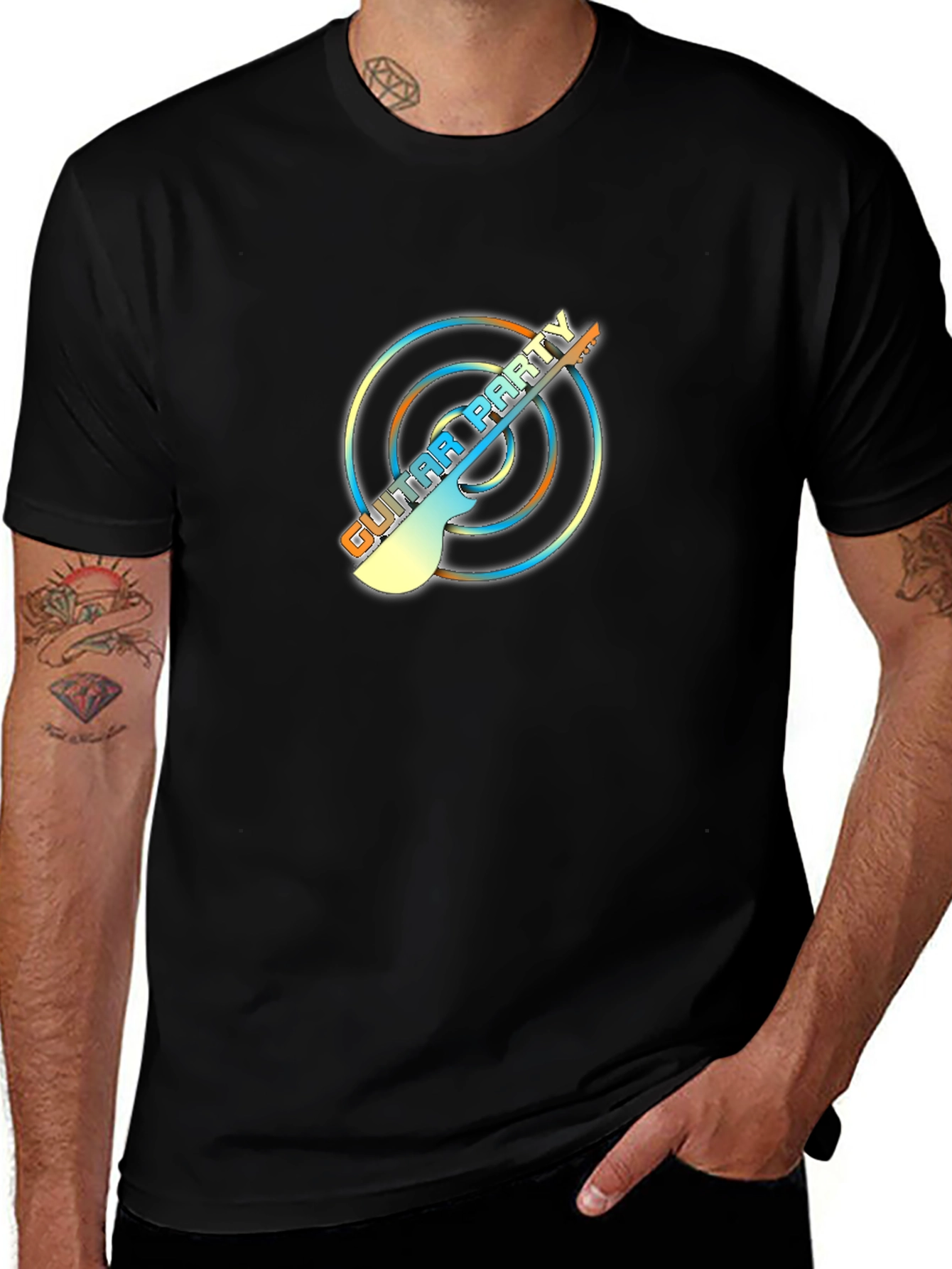 Guitar Party Graphic Tee - Black Unisex T-Shirt