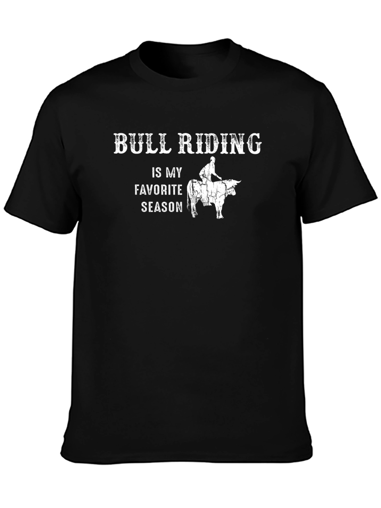 Bull Riding Favorite Season Black T-Shirt