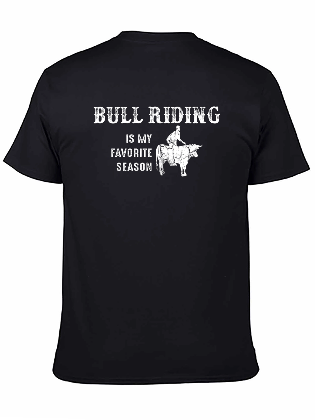 Bull Riding Favorite Season Black T-Shirt