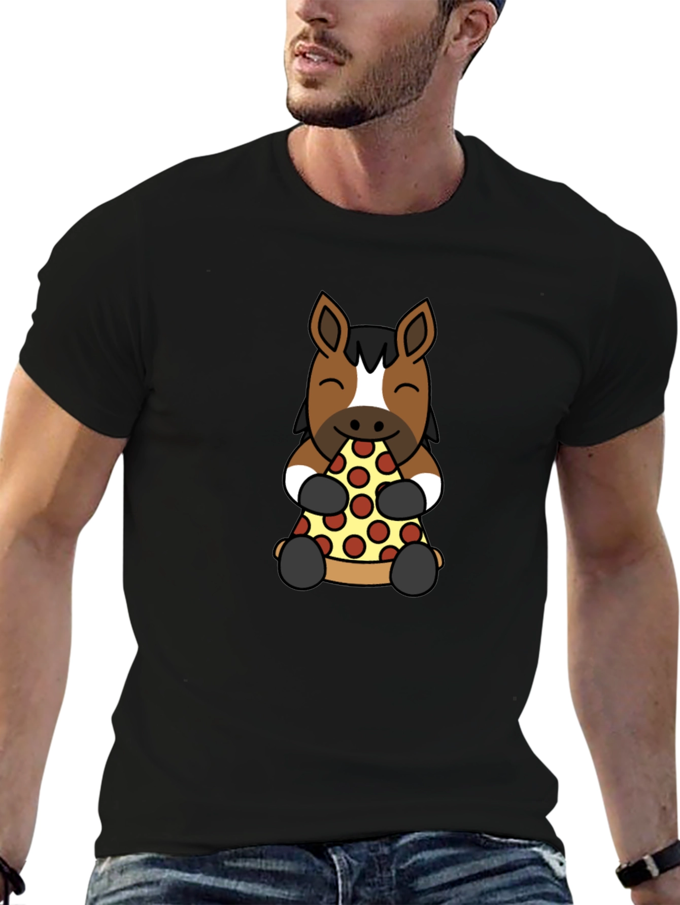 Horse Pizza Lover Graphic Tee