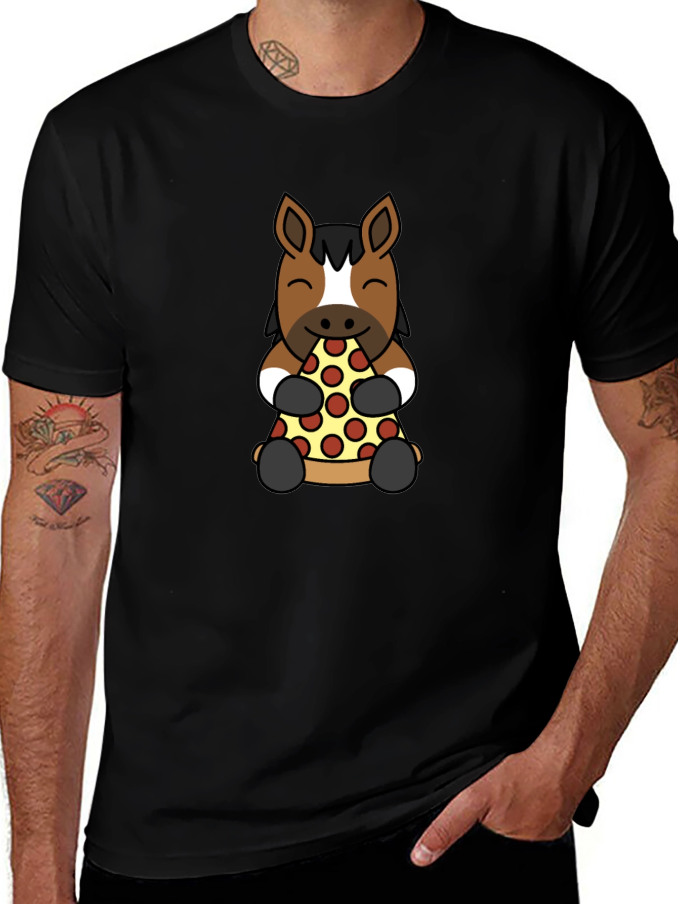 Horse Pizza Lover Graphic Tee