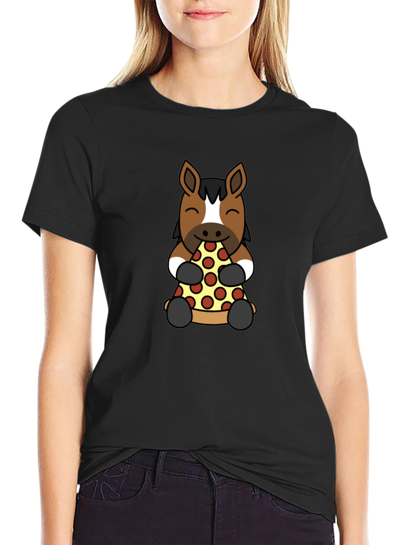 Horse Pizza Lover Graphic Tee