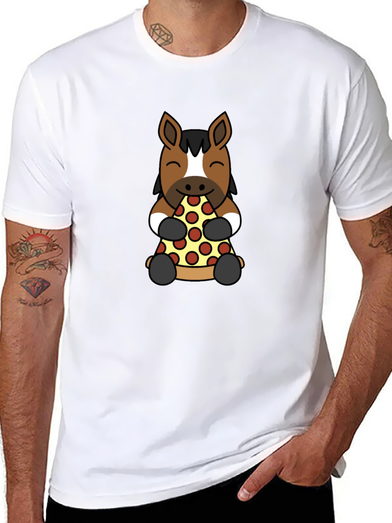 Horse Pizza Lover Graphic Tee