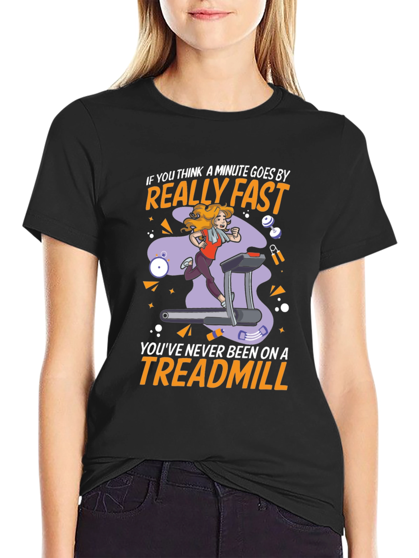 Funny Treadmill Workout T-Shirt - Time Flies